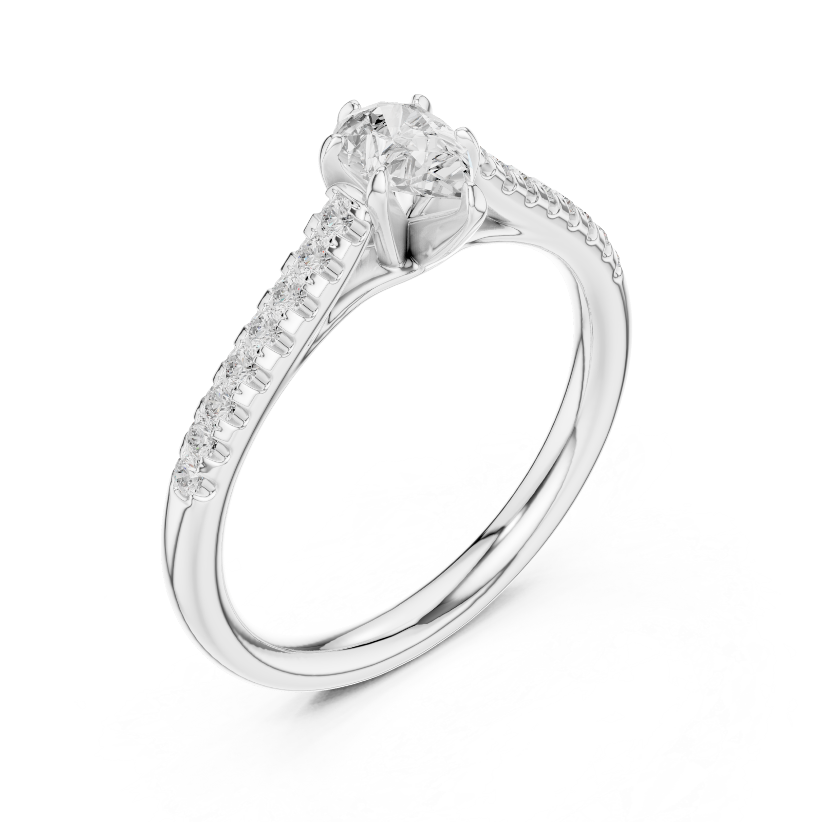  White Gold Radiant Embrace Pave Accent Bridal Ring Right View