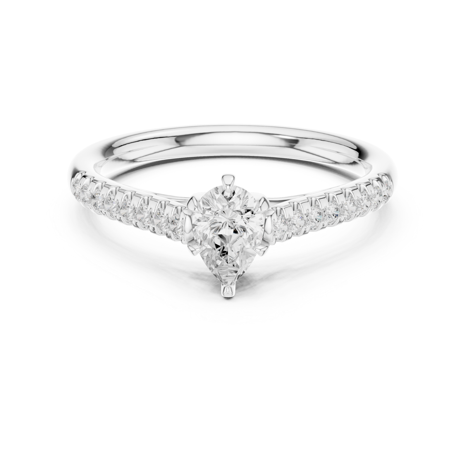  White Gold Radiant Embrace Pave Accent Bridal Ring Front View