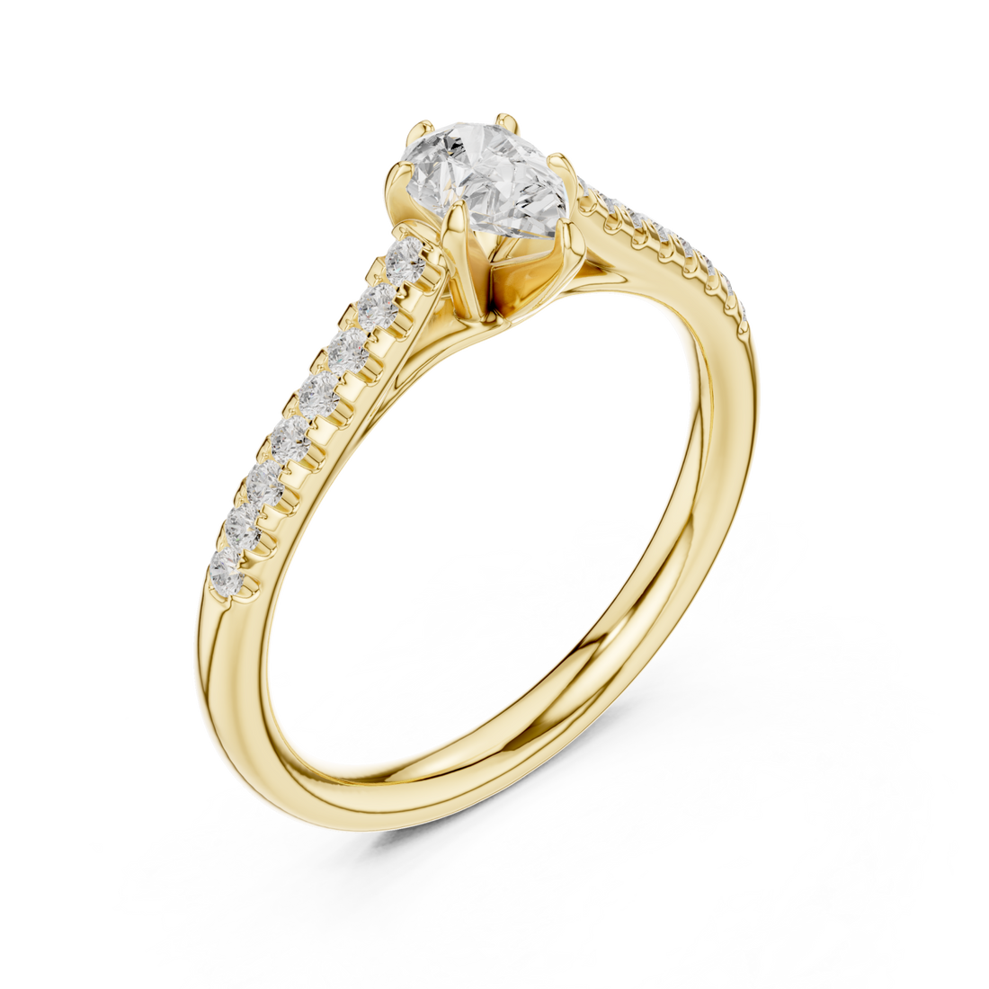Gold Radiant Embrace Pave Accent Bridal Ring Right View