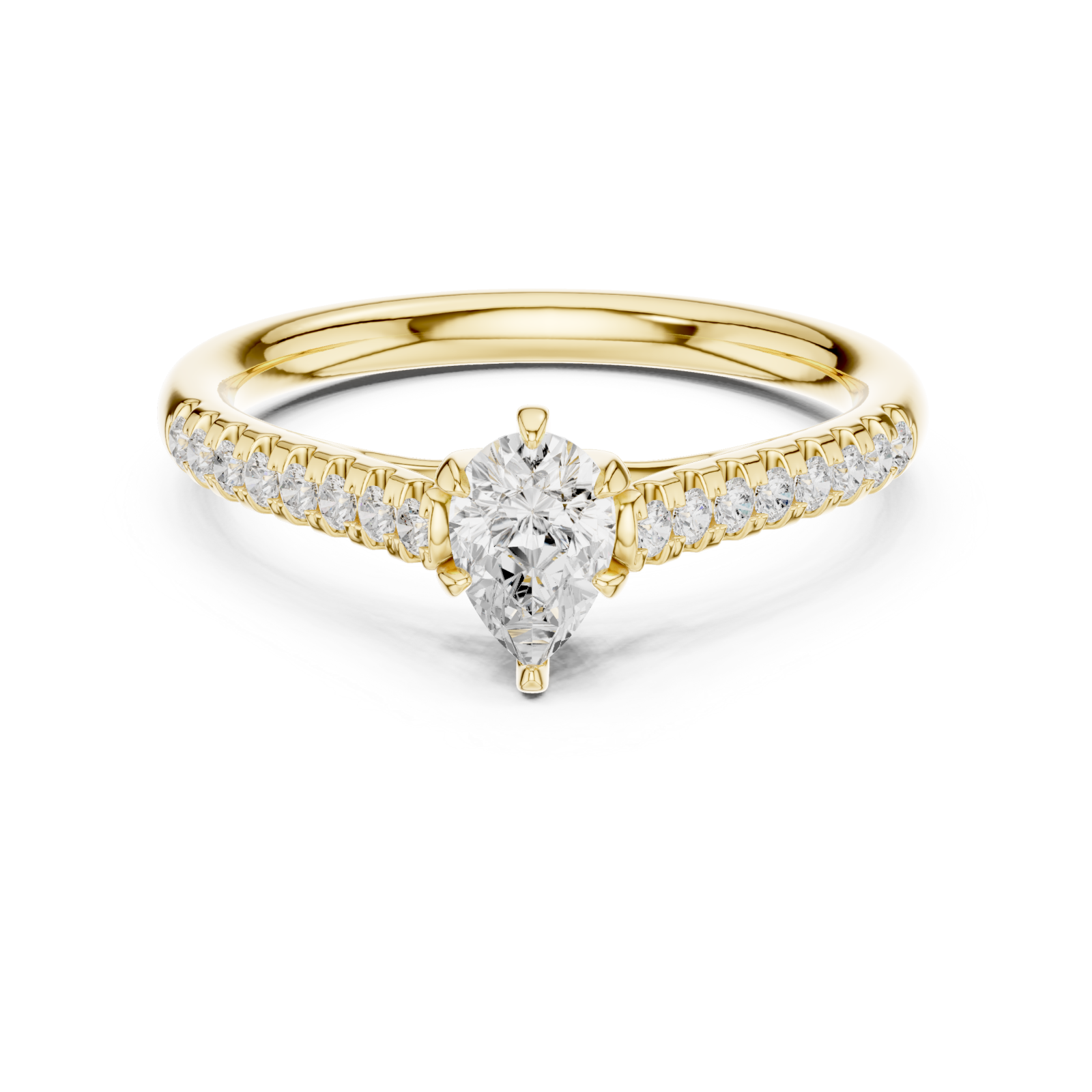  Gold Radiant Embrace Pave Accent Bridal Ring Front View
