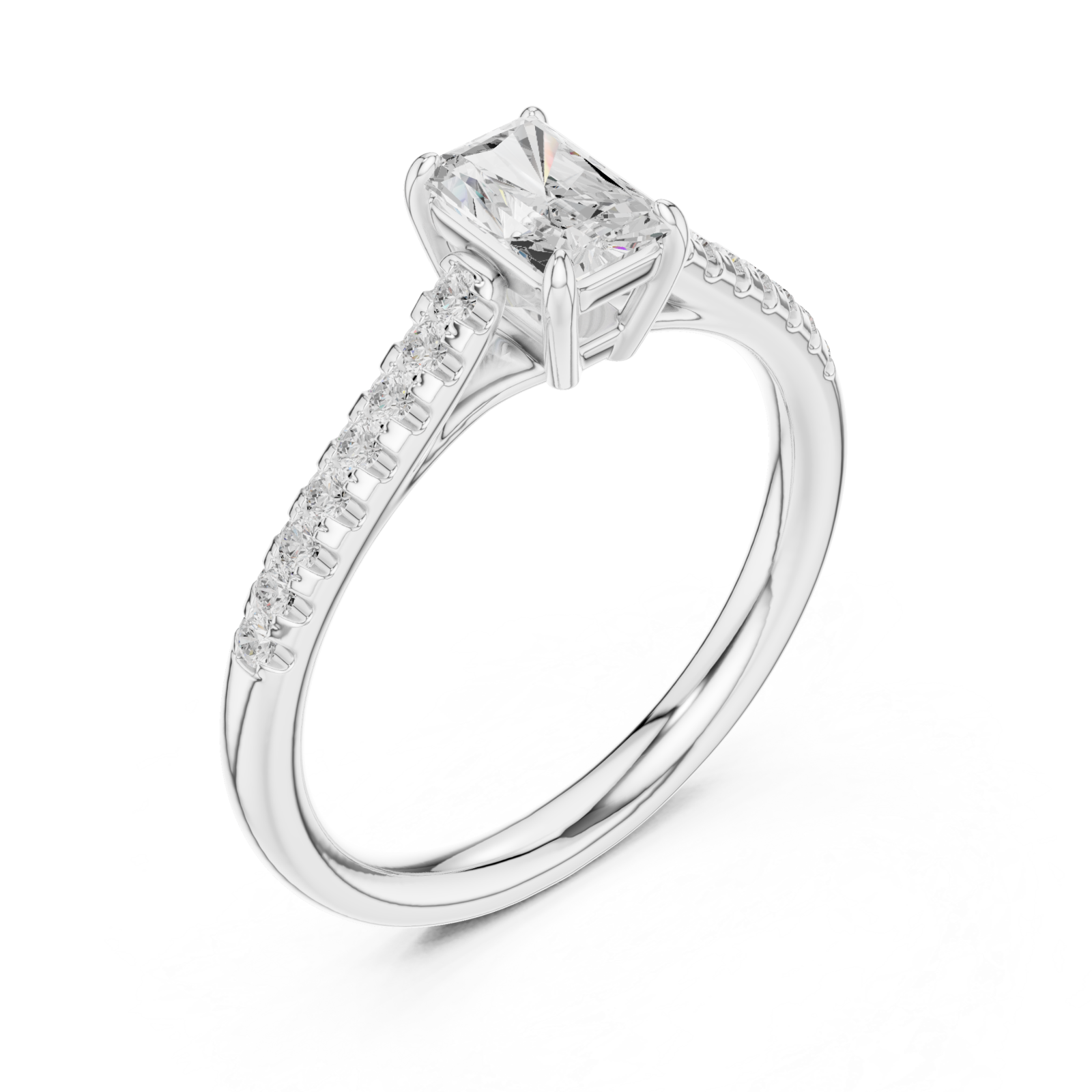  White Gold Luminous Cascade Solitaire Engagement Ring Right View