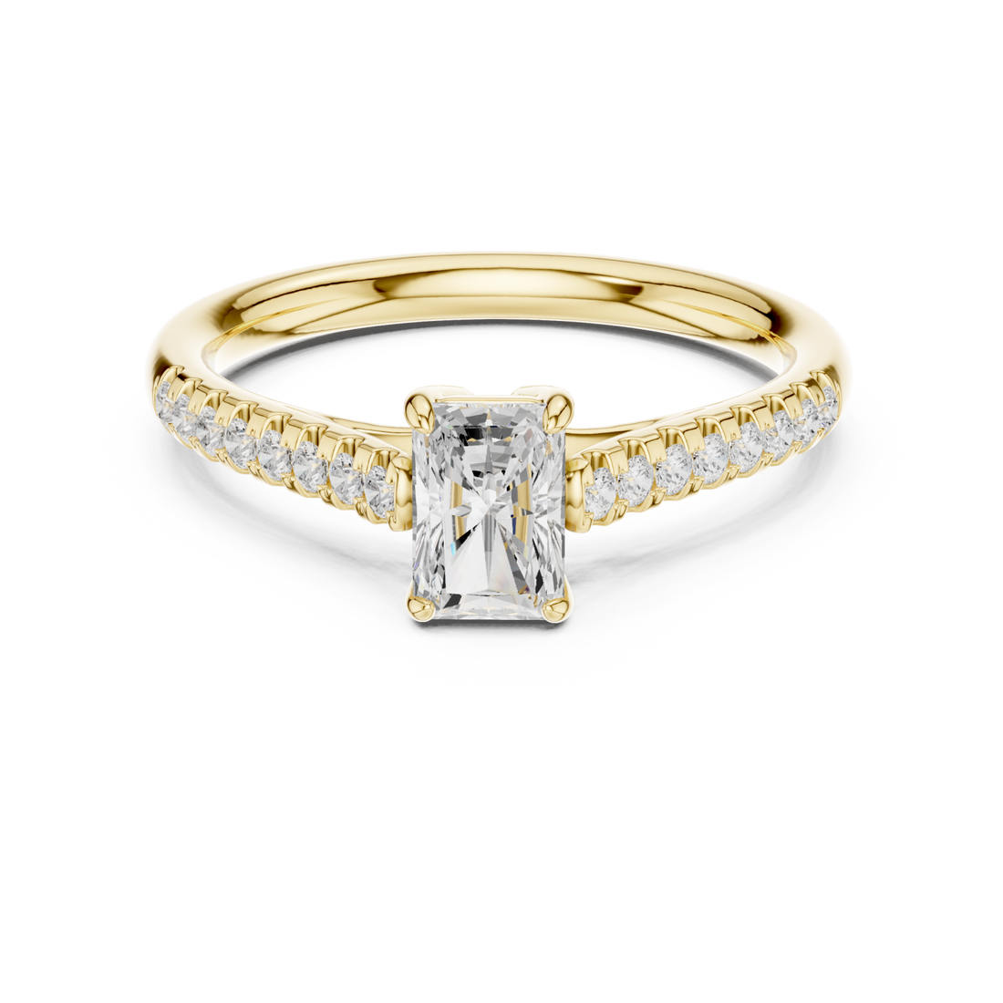 Gold Luminous Cascade Solitaire Engagement Ring Right View