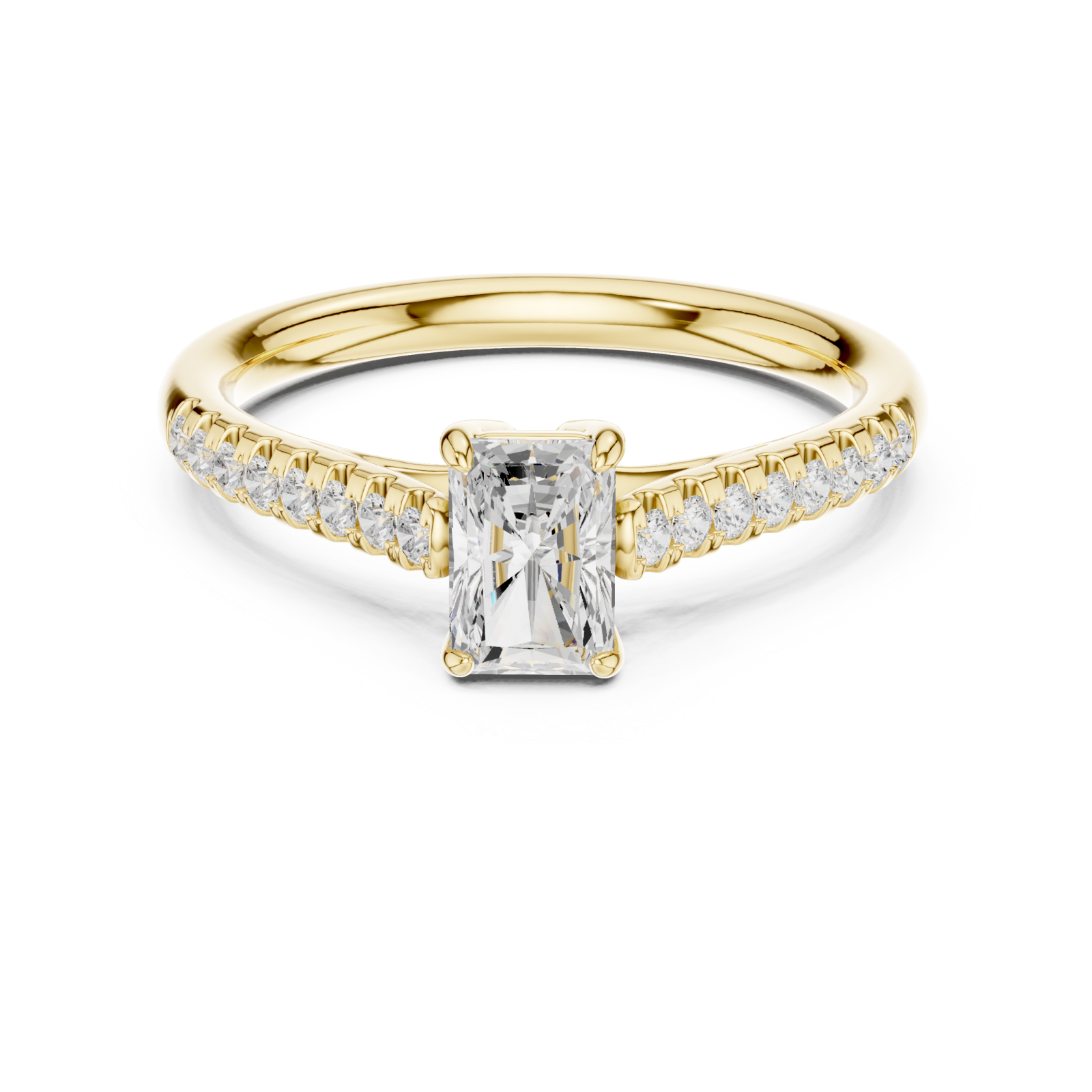  Gold Luminous Cascade Solitaire Engagement Ring Front View