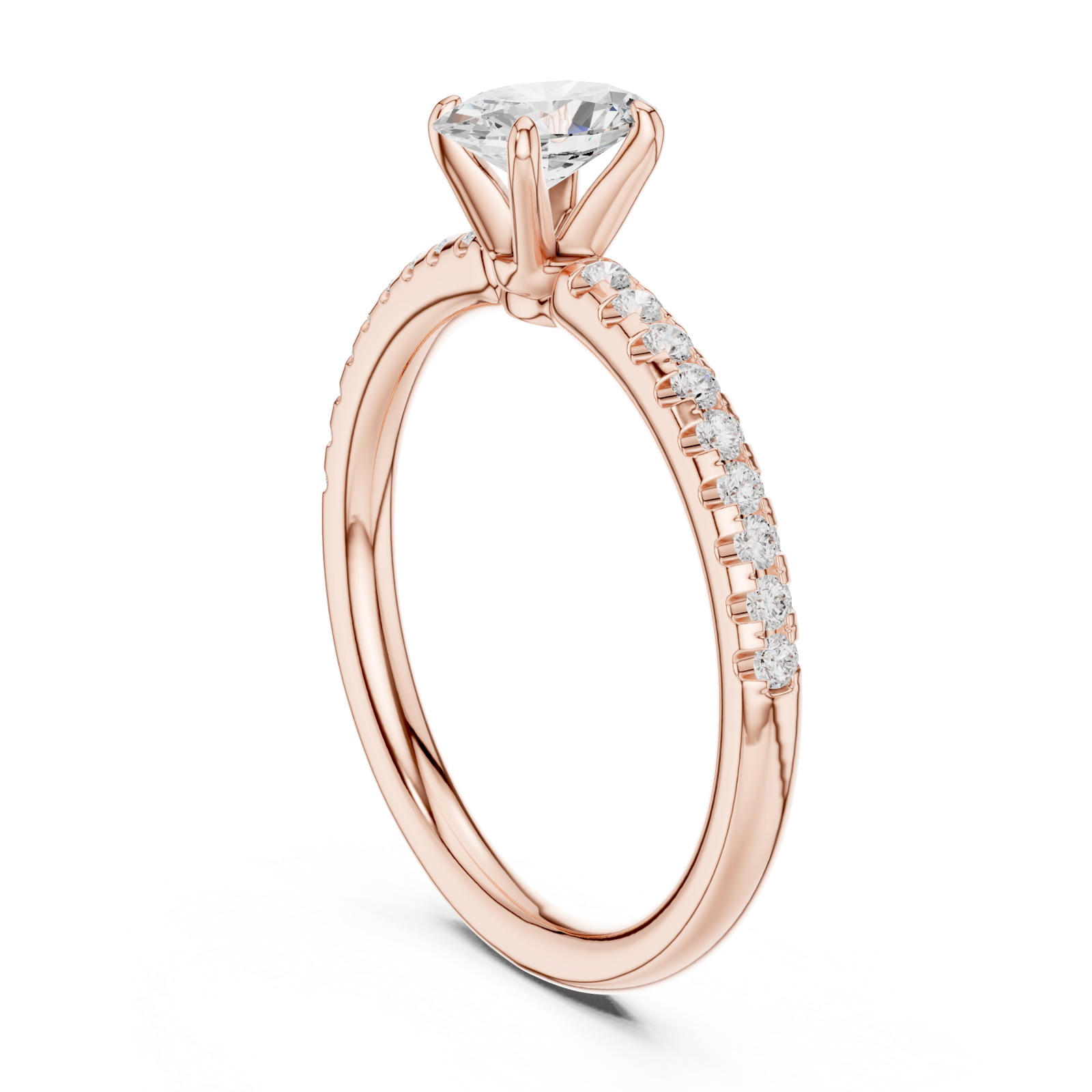  Rose Gold Serene Blush Blossom Solitaire Engagement Ring Left View