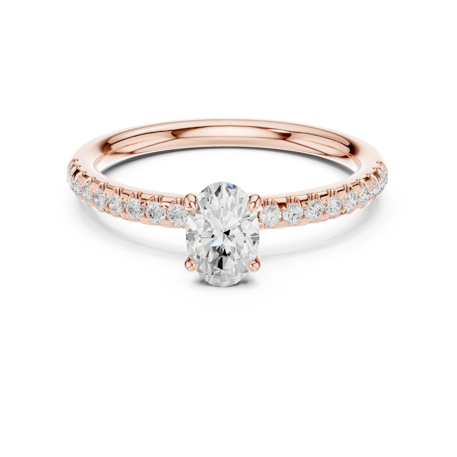  Rose Gold Serene Blush Blossom Solitaire Engagement Ring Front View