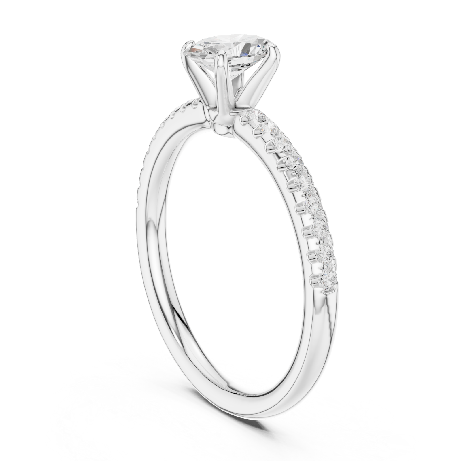  White Gold Serene Blush Blossom Solitaire Engagement Ring Left View