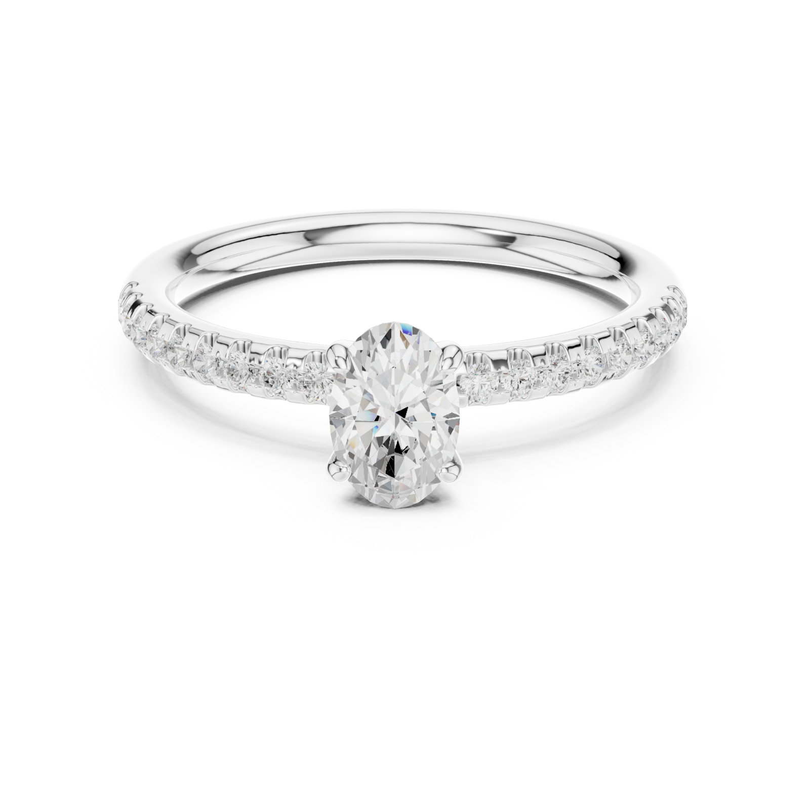  White Gold Serene Blush Blossom Solitaire Engagement Ring Front View
