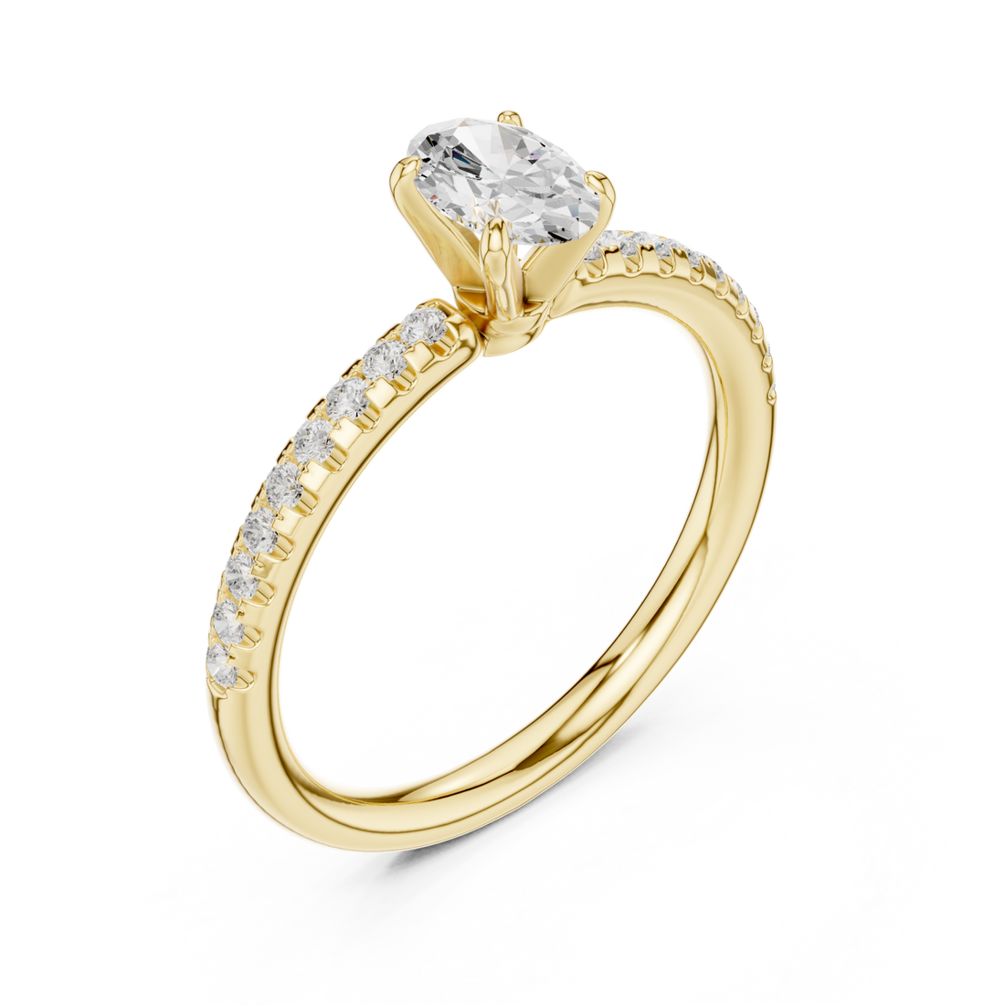 Gold Serene Blush Blossom Solitaire Engagement Ring Right View