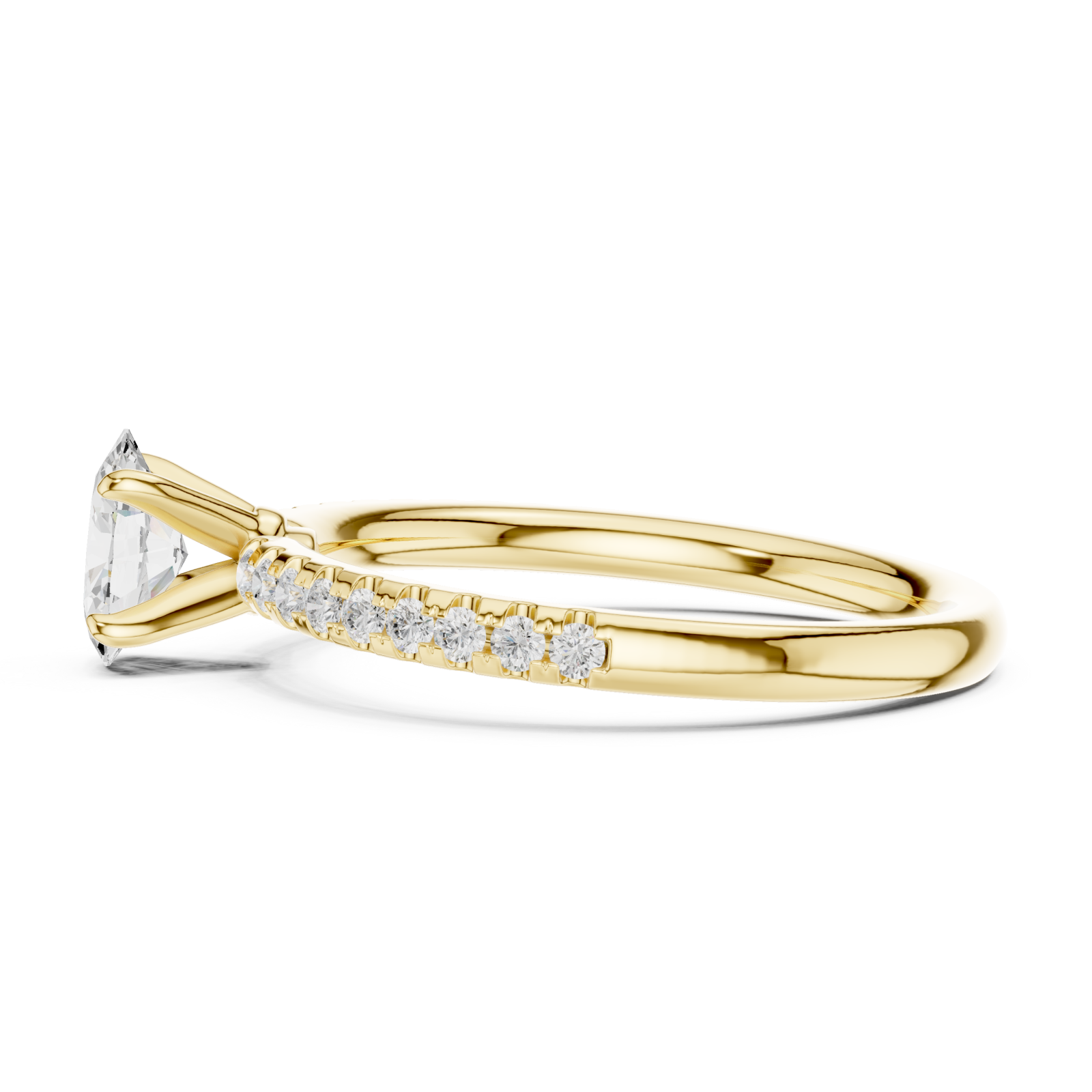  Gold Serene Blush Blossom Solitaire Engagement Ring Side View