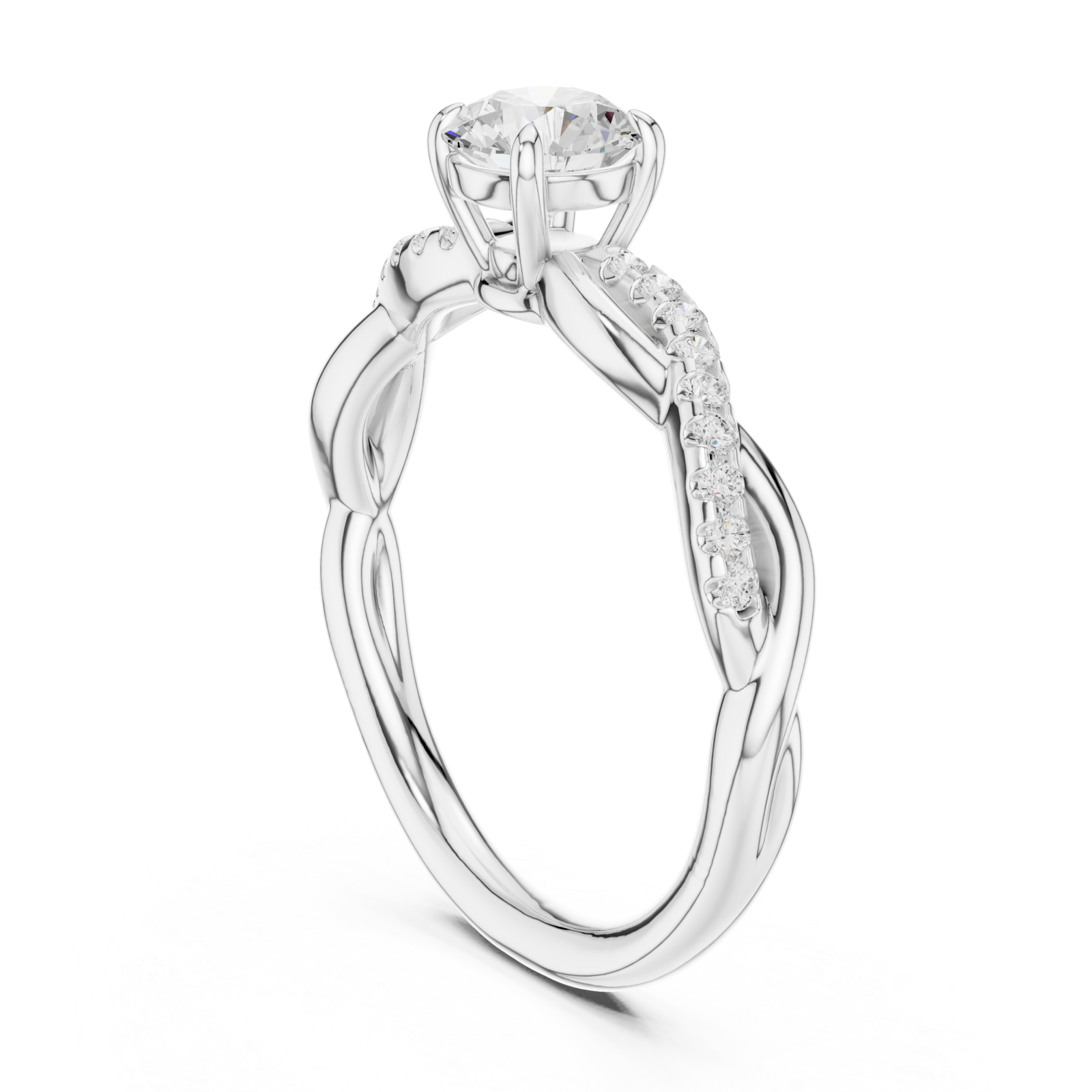  White Gold Radiant Allure Signature Ring Left View