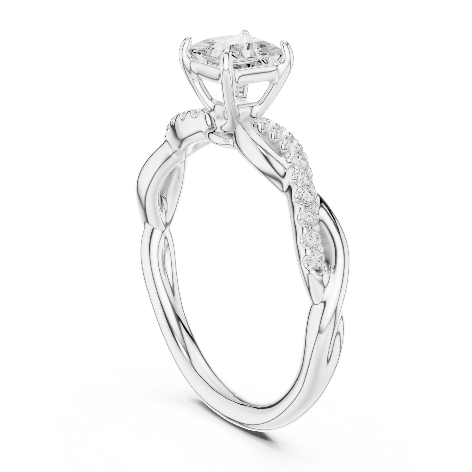  White Gold Gracewoven Radiance Eternity Engagement Ring Left View