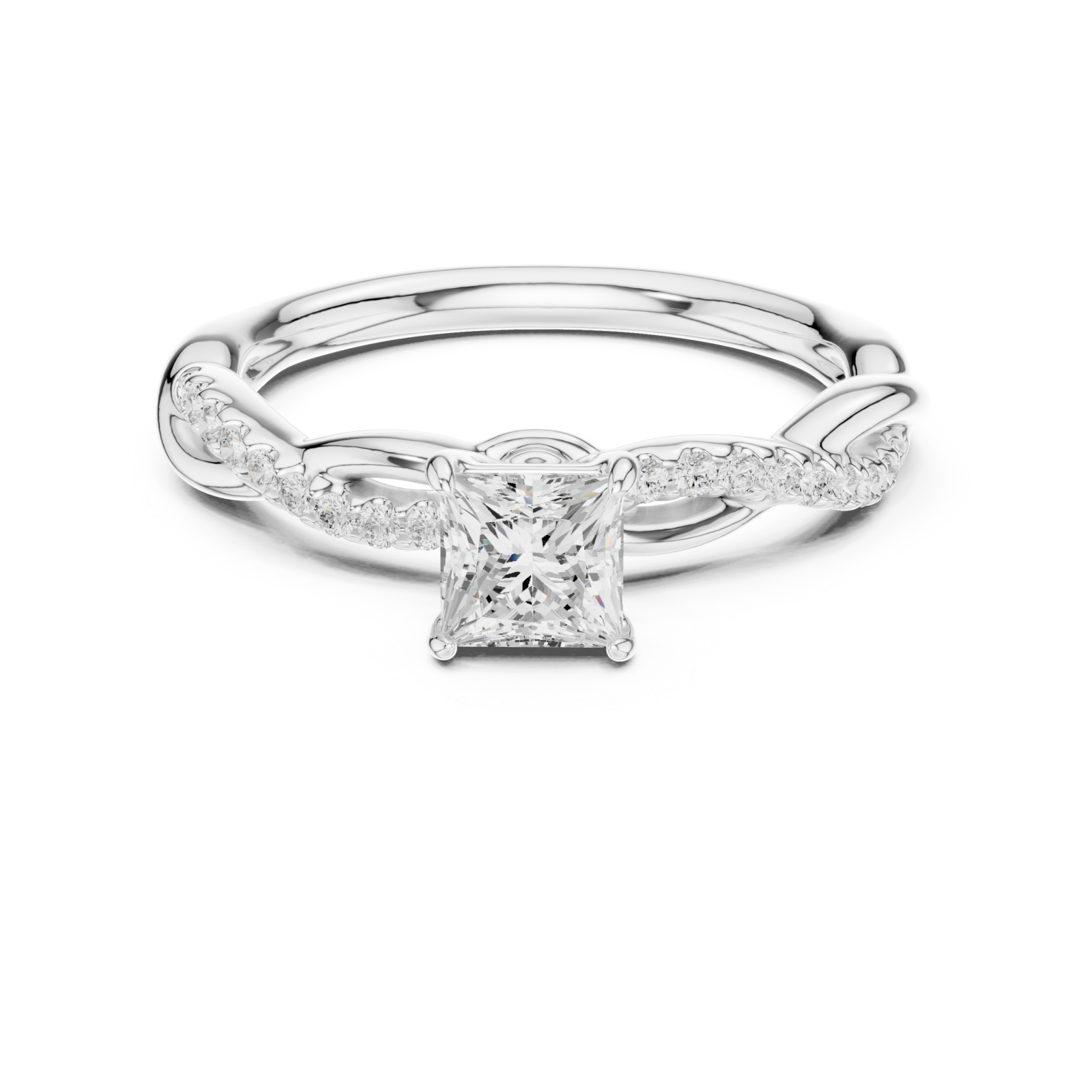  White Gold Gracewoven Radiance Eternity Engagement Ring Front View