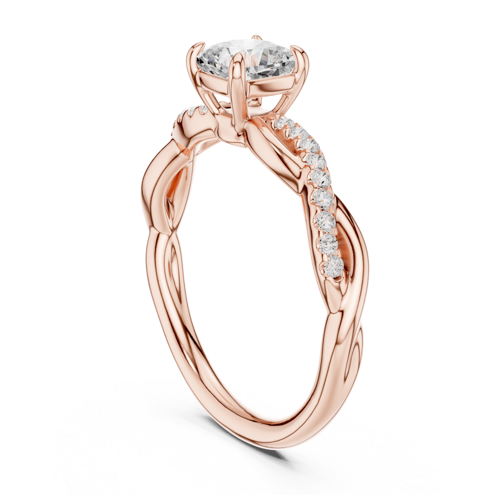  Rose Gold Celestial Embrace Solitaire Ring Left View