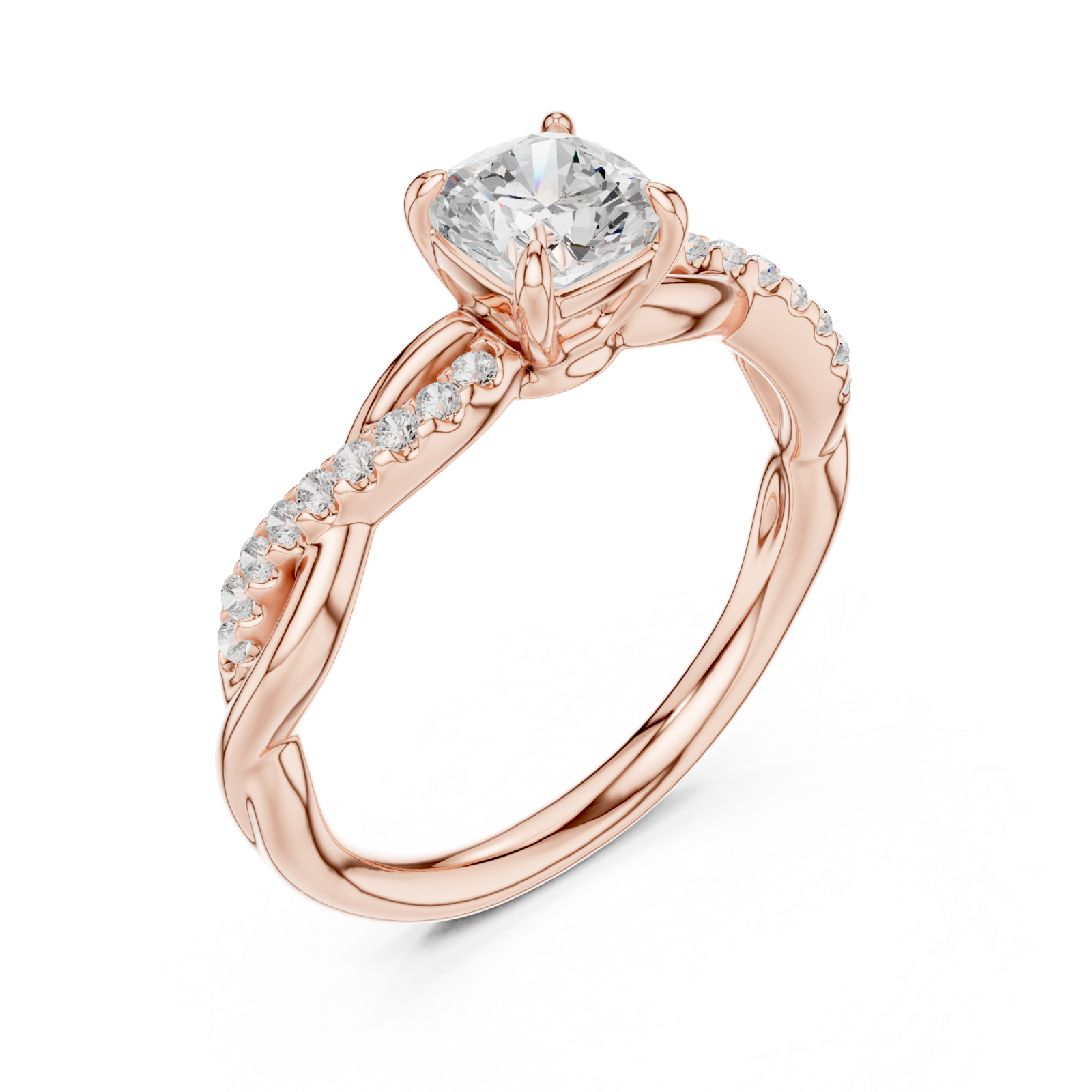  Rose Gold Celestial Embrace Solitaire Ring Right View