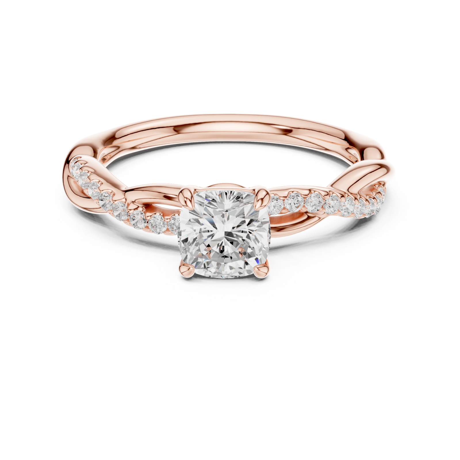  Rose Gold Celestial Embrace Solitaire Ring Front View