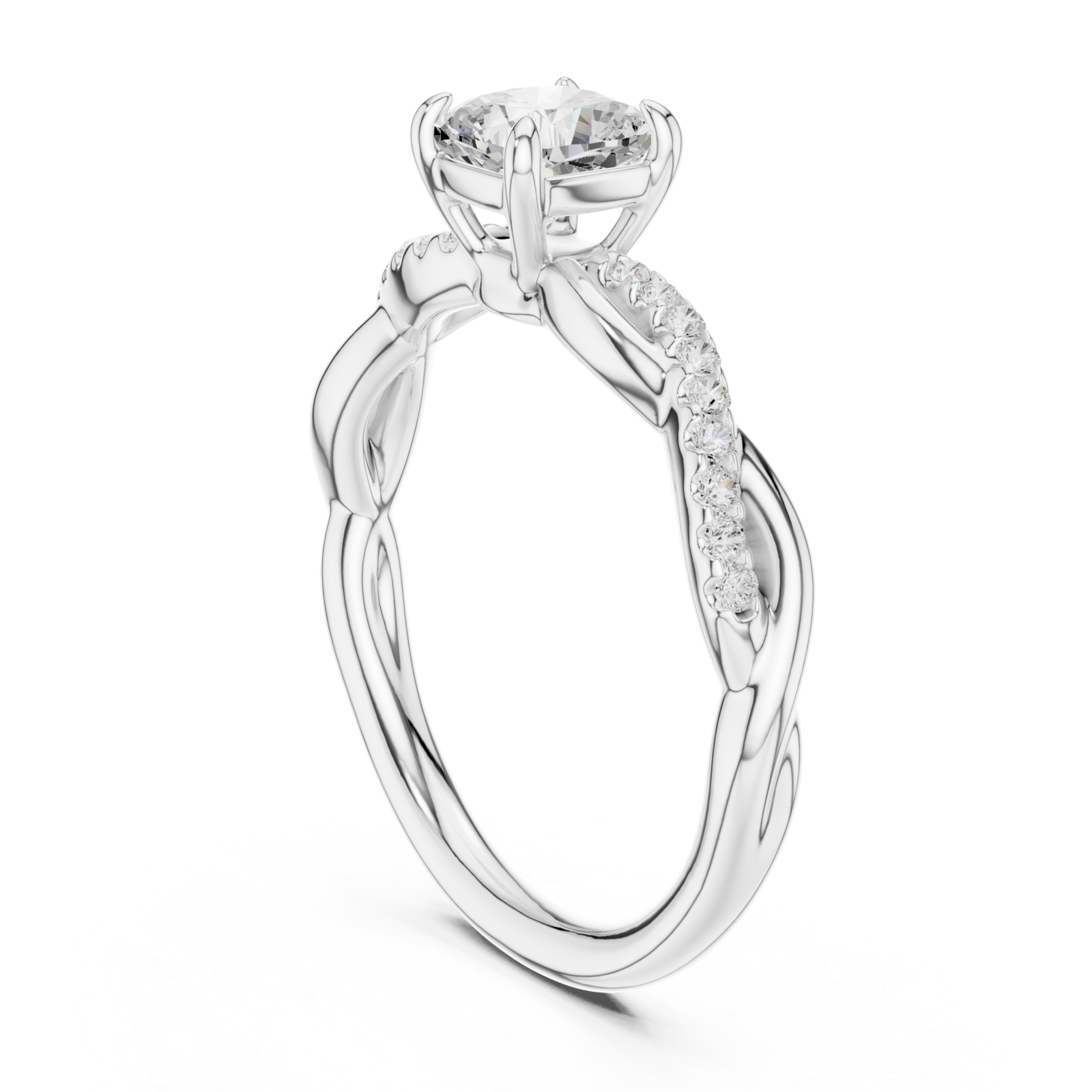  White Gold Celestial Embrace Solitaire Ring Left View