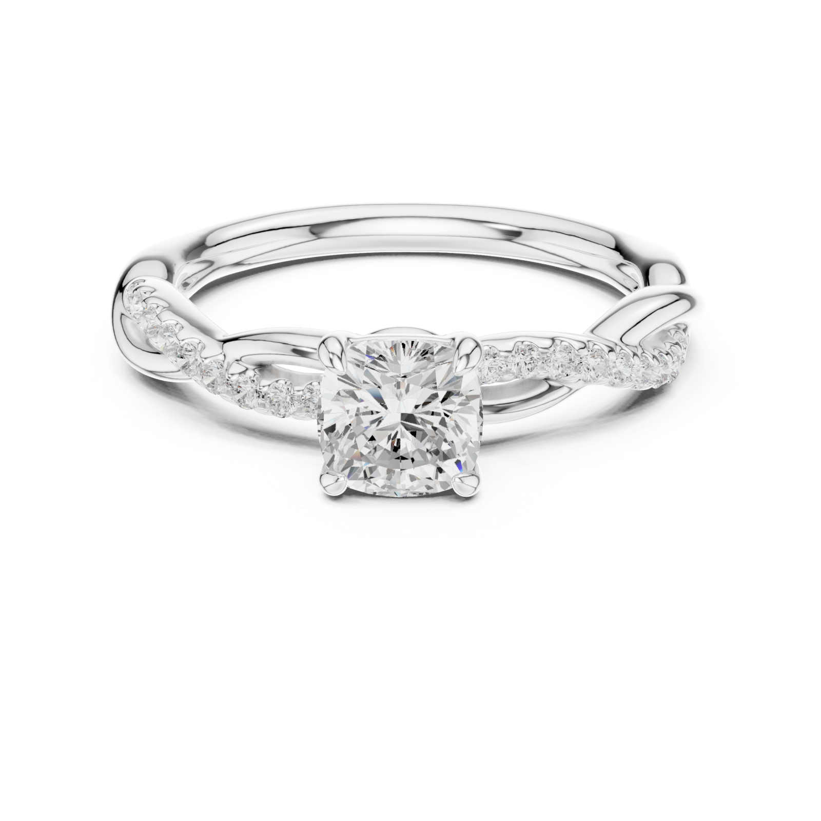  White Gold Celestial Embrace Solitaire Ring Front View