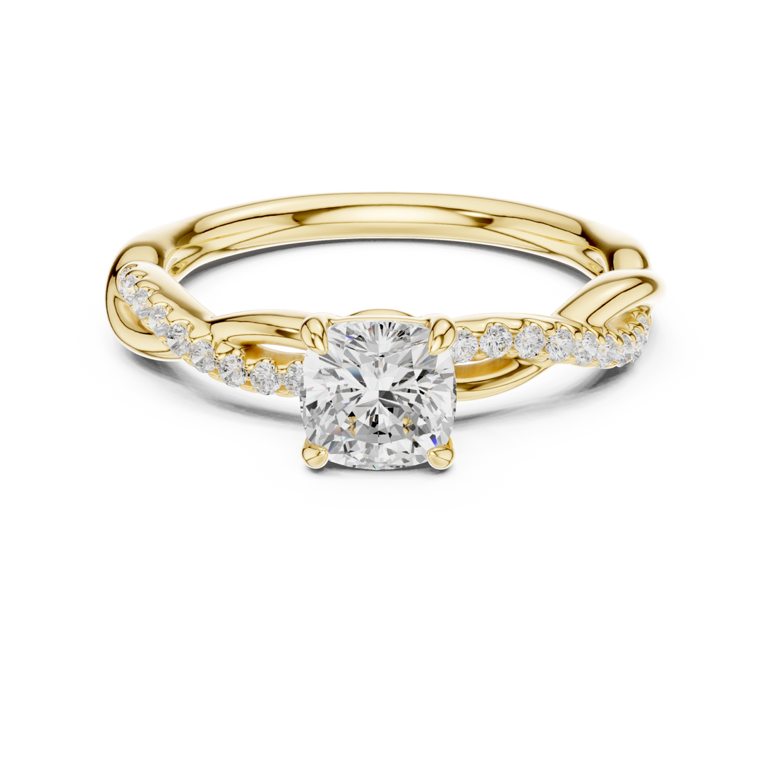 Gold Celestial Embrace Solitaire Ring Right View