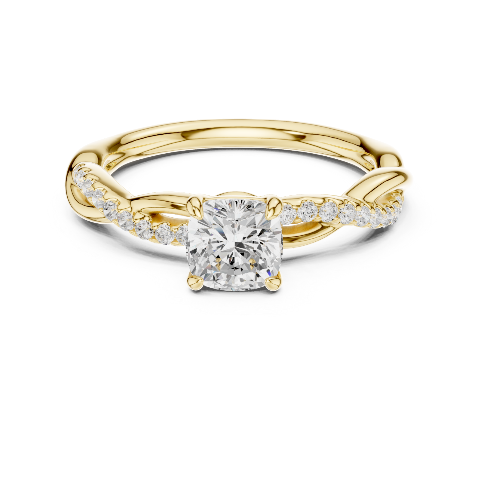  Gold Celestial Embrace Solitaire Ring Front View