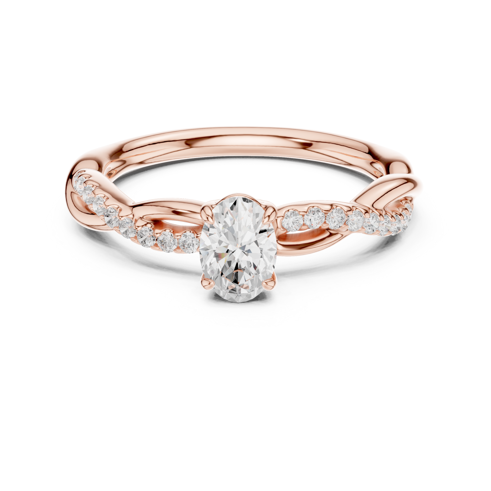  Rose Gold Eternal Grace Solitaire Band Front View