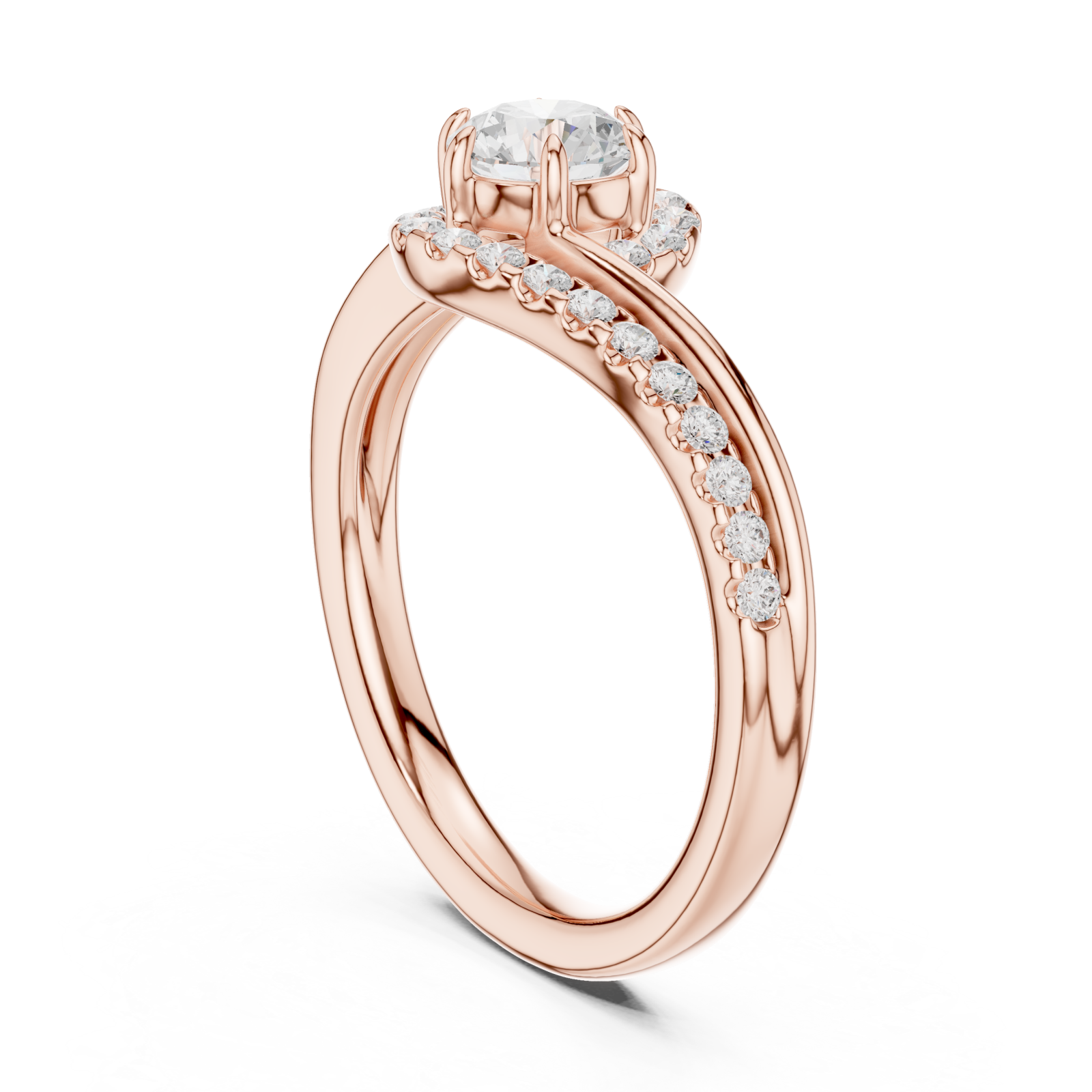  Rose Gold Infinite Allure Solitaire Engagement Ring Left View