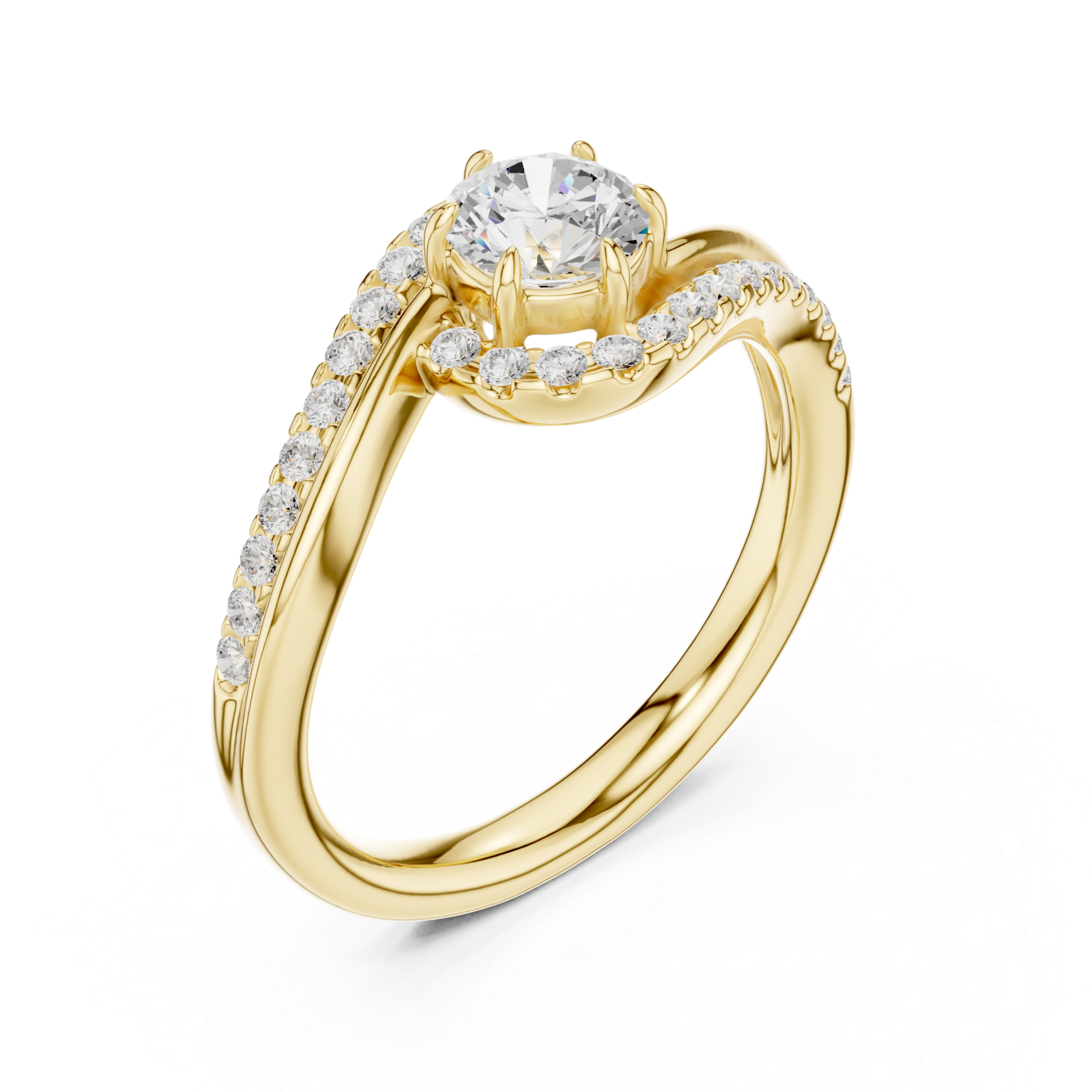 Gold Infinite Allure Solitaire Engagement Ring Right View