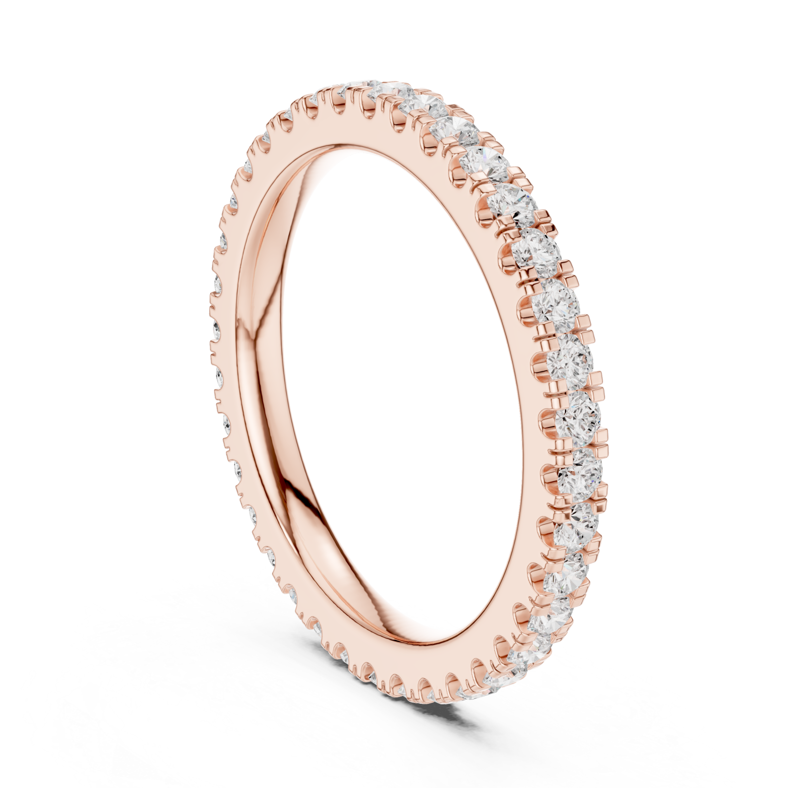  Rose Gold Ember Light Classic Solitaire Band Ring Left View
