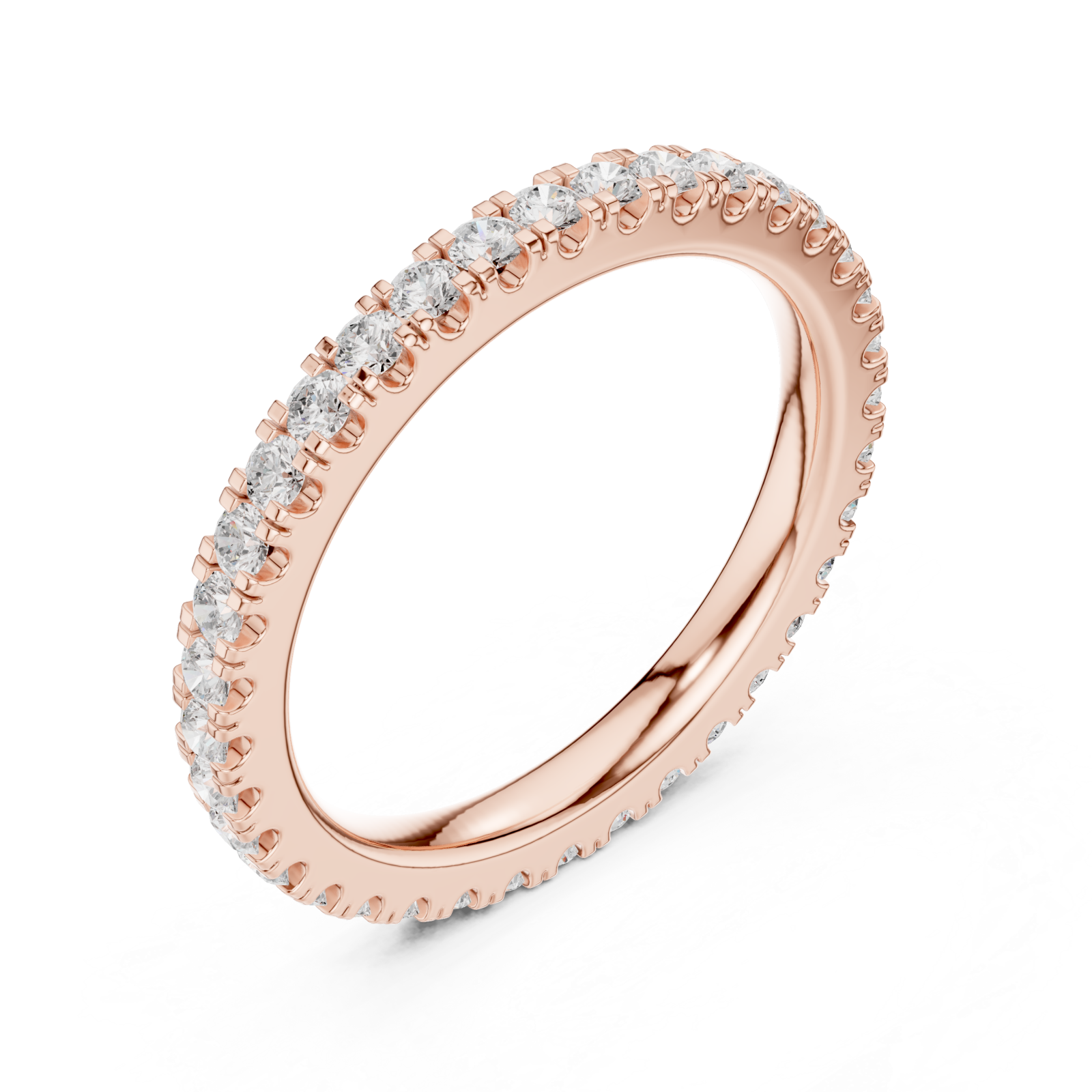  Rose Gold Ember Light Classic Solitaire Band Ring Right View
