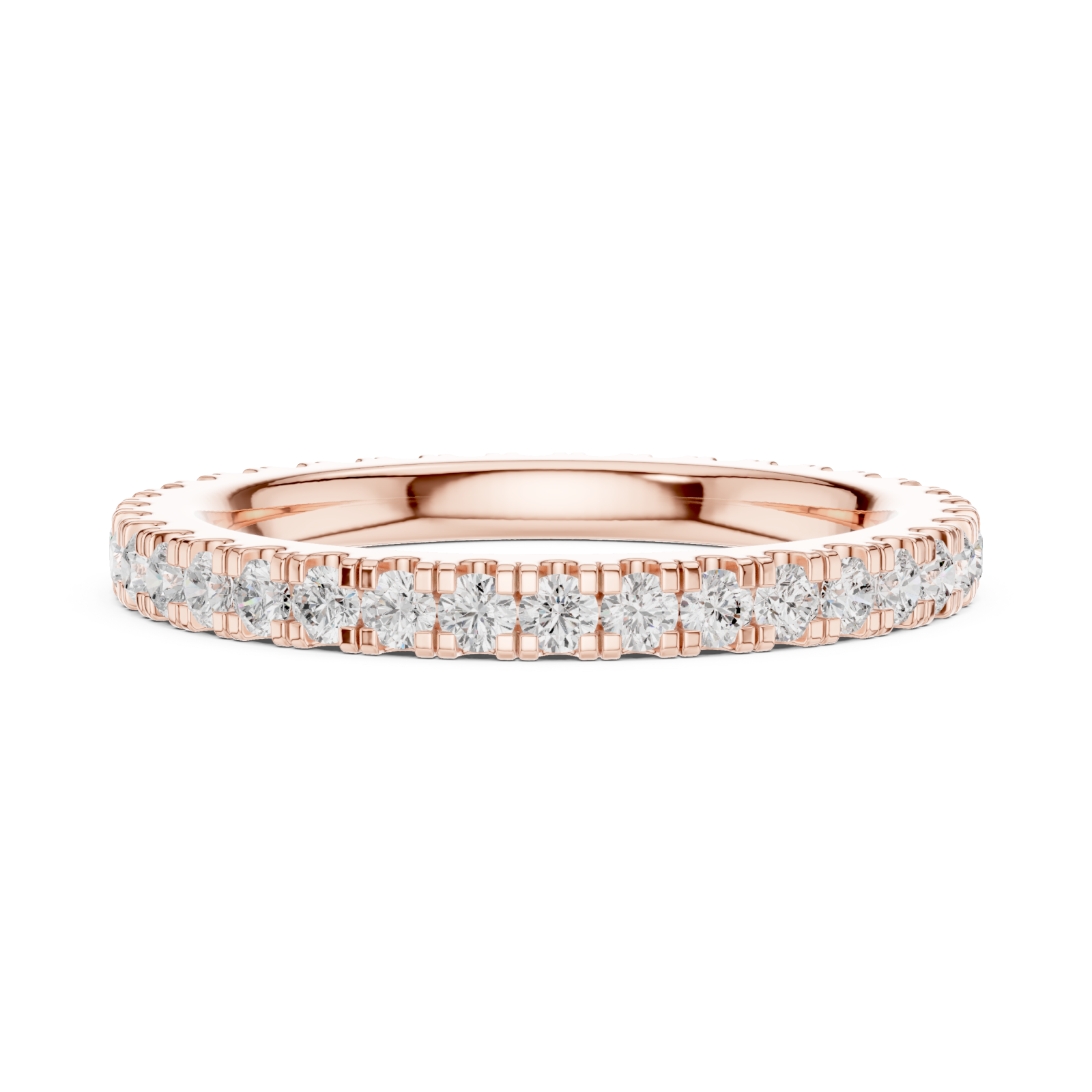  Rose Gold Ember Light Classic Solitaire Band Ring Side View