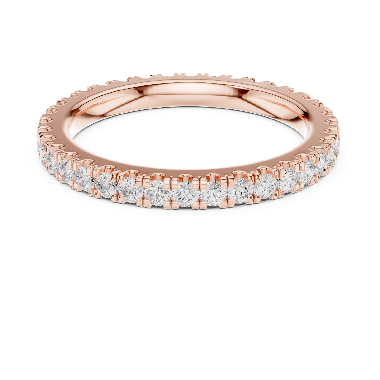  Rose Gold Ember Light Classic Solitaire Band Ring Front View