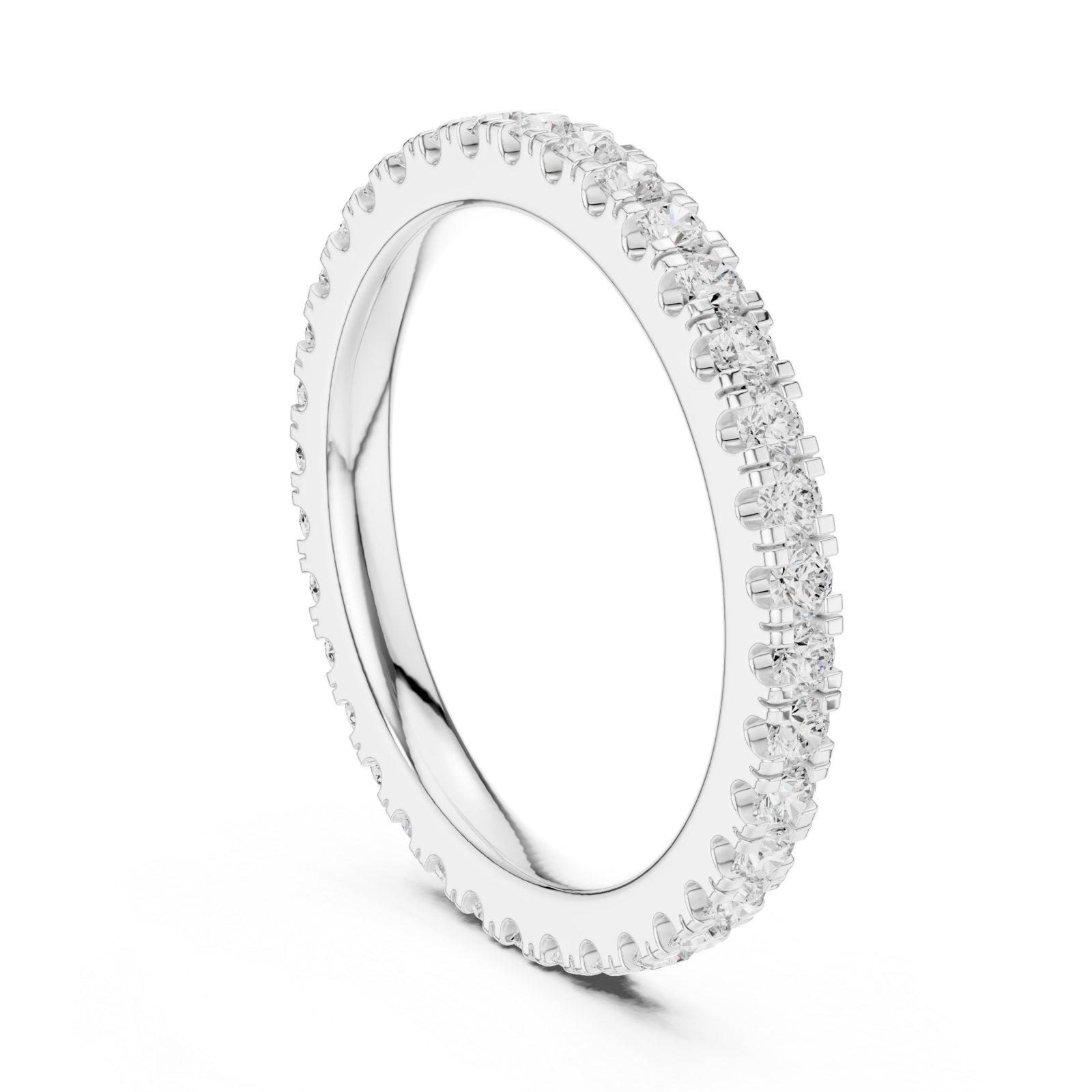  White Gold Ember Light Classic Solitaire Band Ring Left View