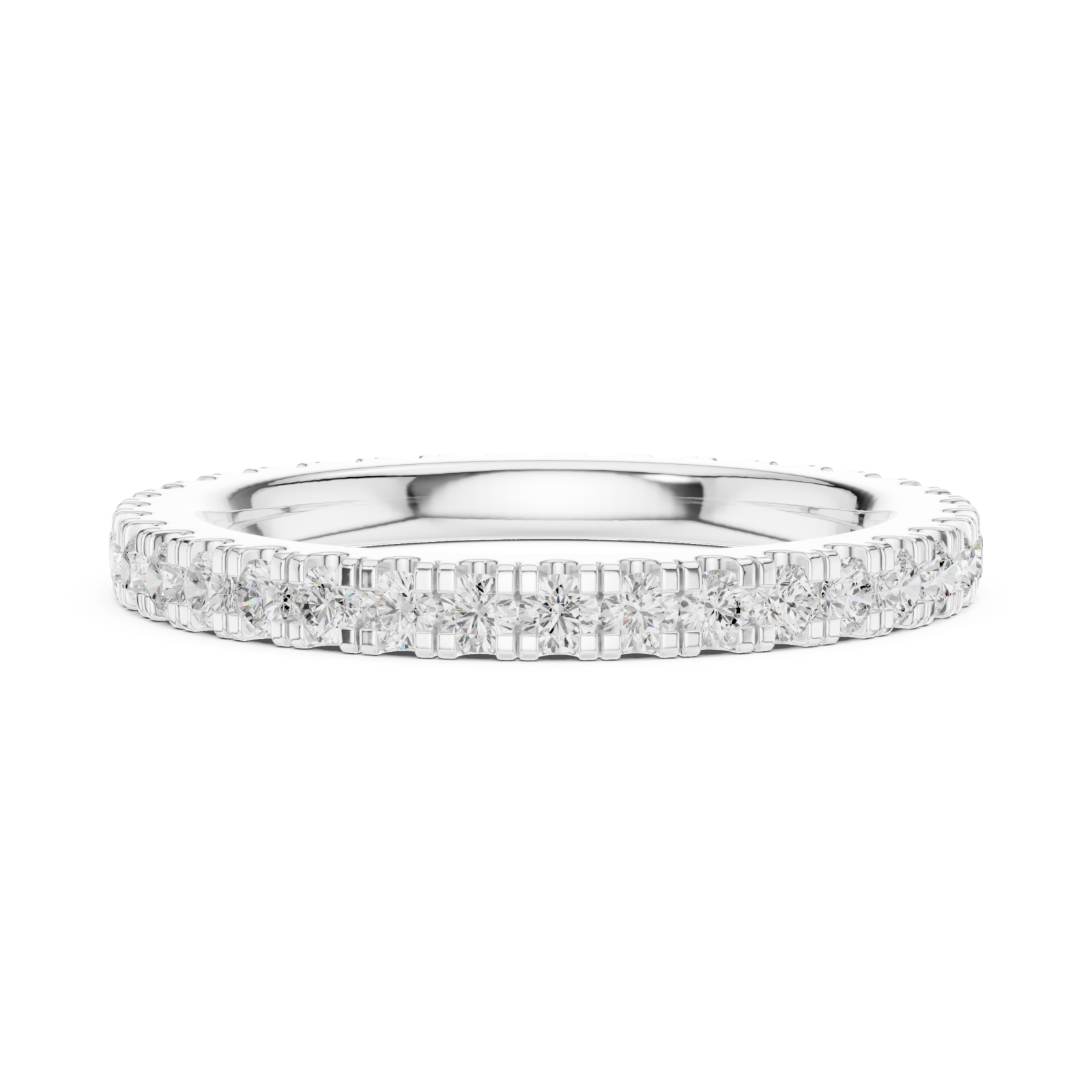  White Gold Ember Light Classic Solitaire Band Ring Side View