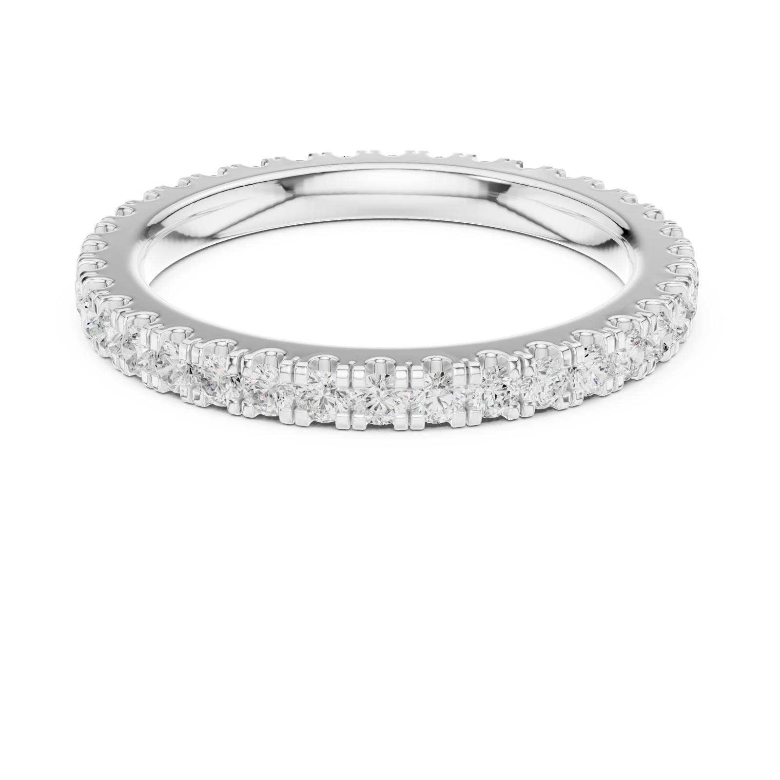  White Gold Ember Light Classic Solitaire Band Ring Front View