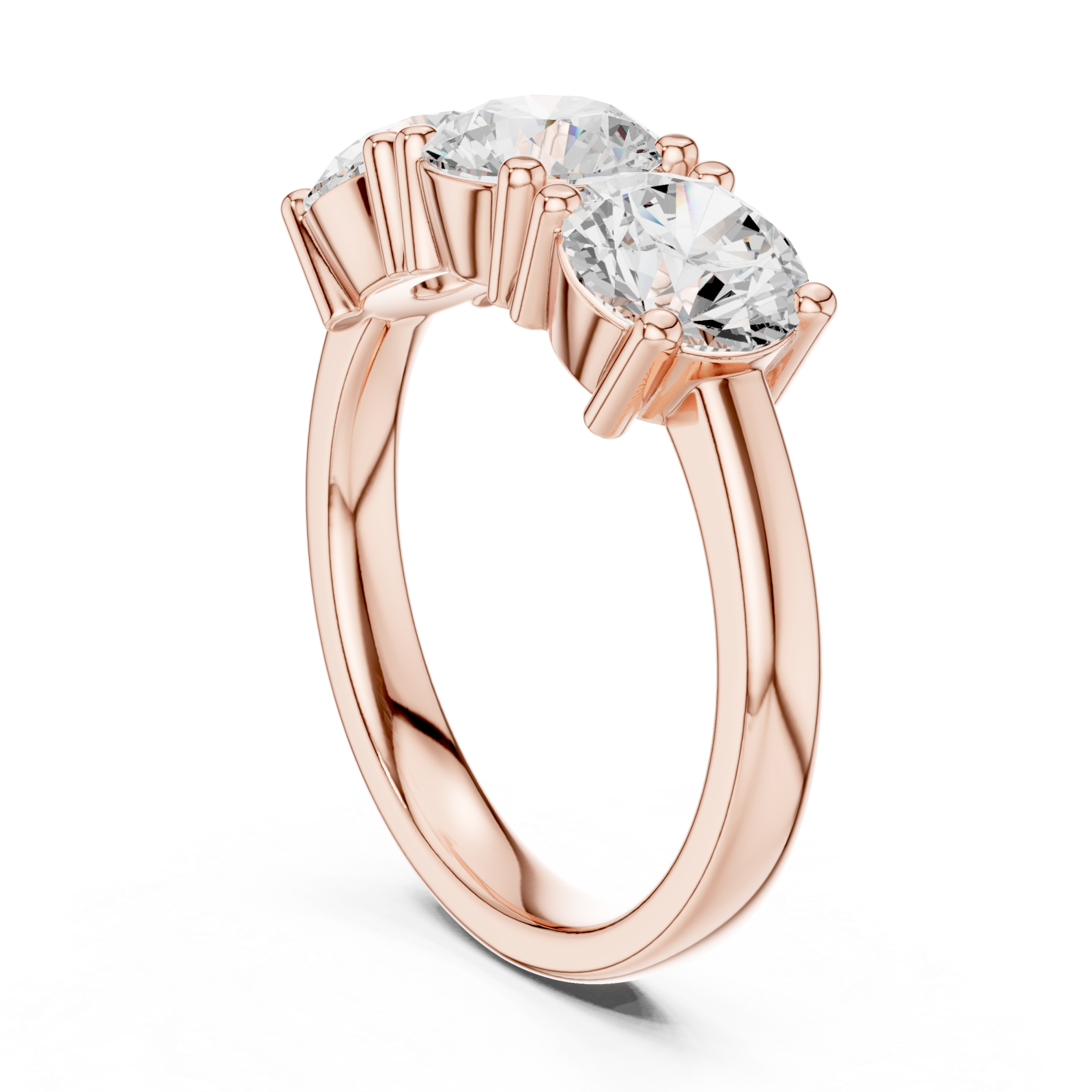  Rose Gold Imperial Three Stone Celebration Band Left View