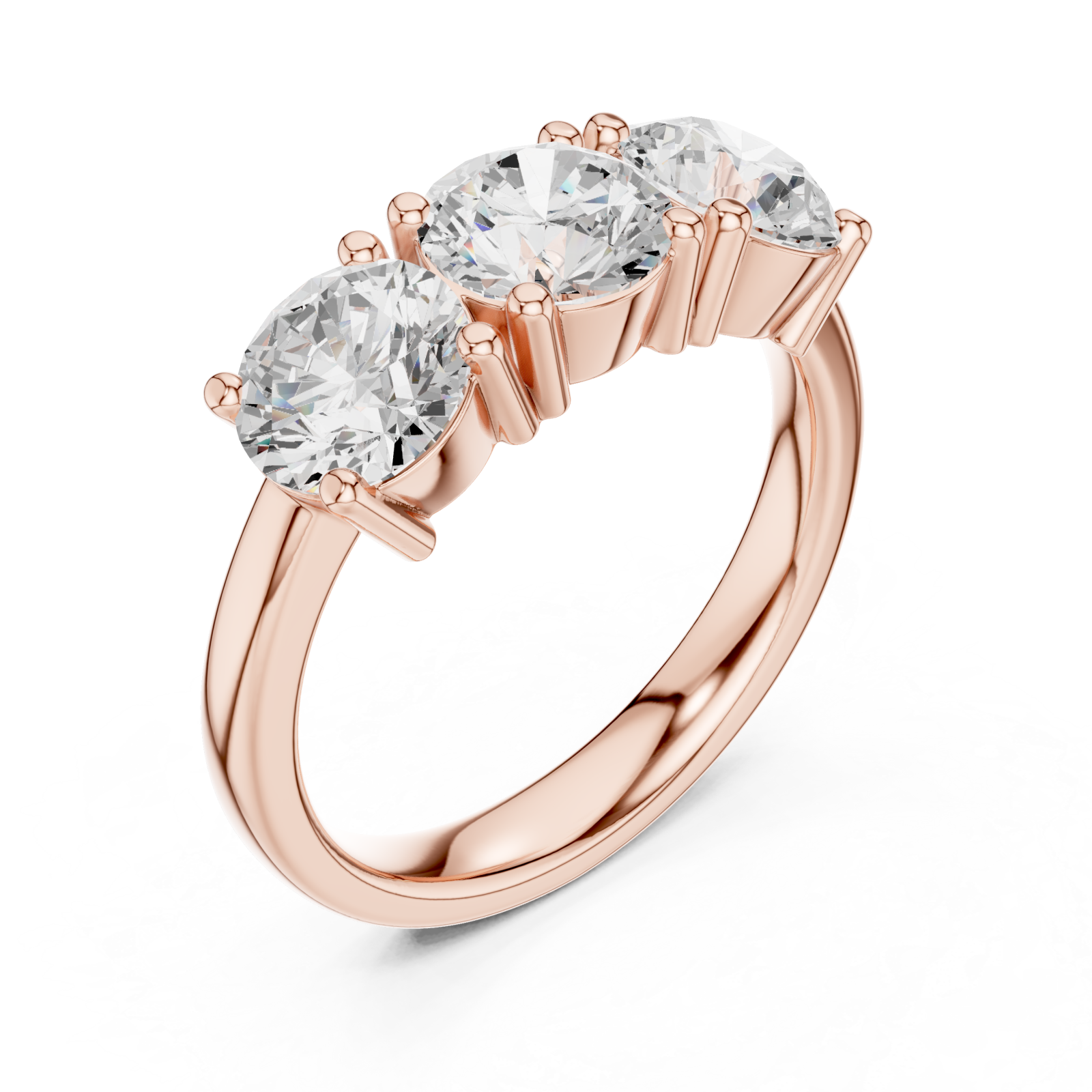  Rose Gold Imperial Three Stone Celebration Band Right View
