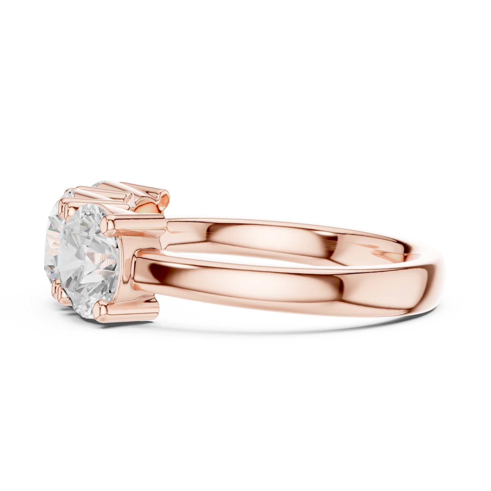  Rose Gold Imperial Three Stone Celebration Band Side View