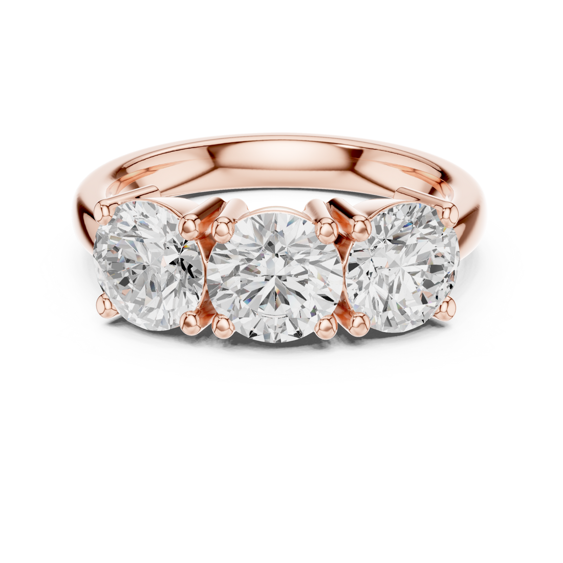  Rose Gold Imperial Three Stone Celebration Band Right View