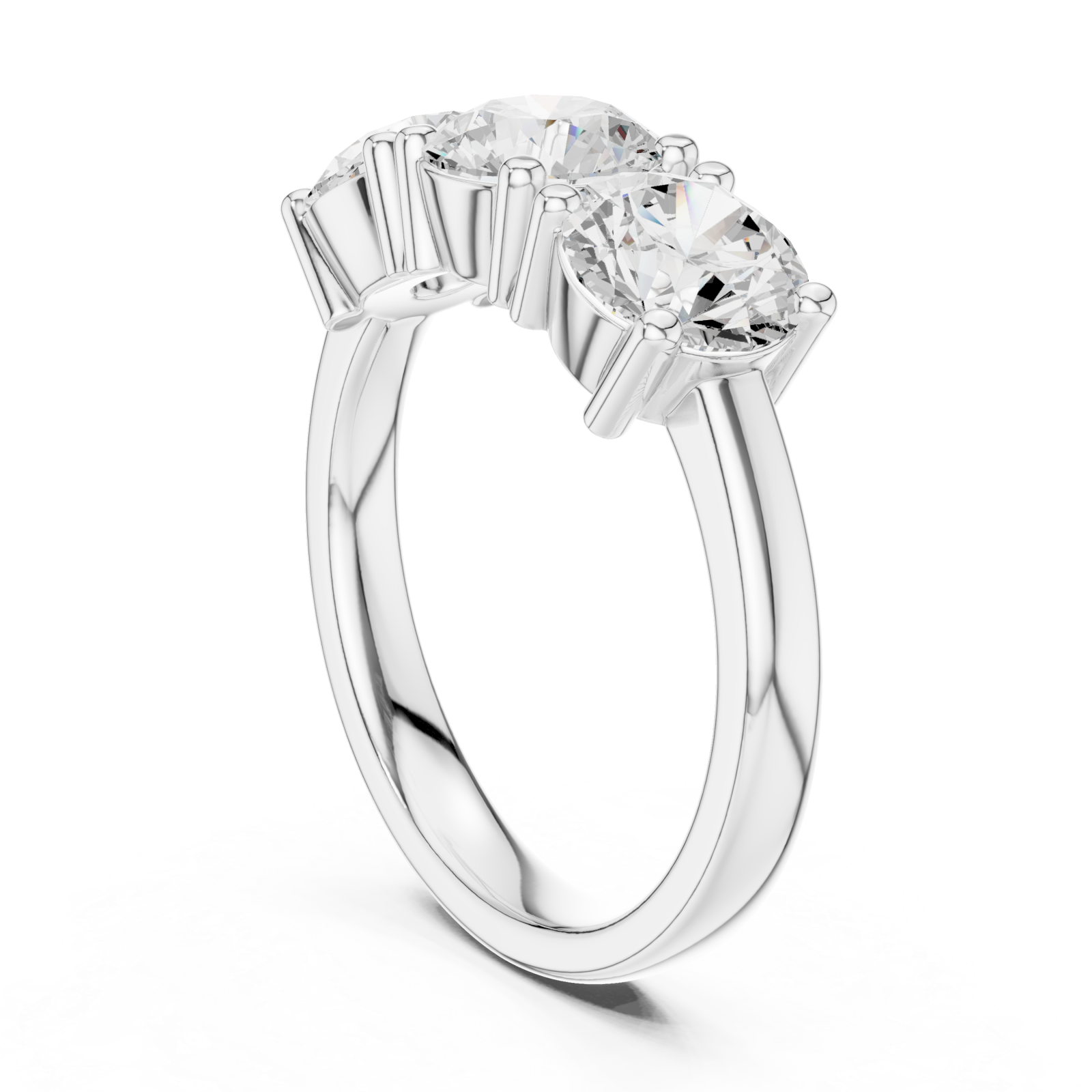 White Gold Imperial Three Stone Celebration Band Left View
