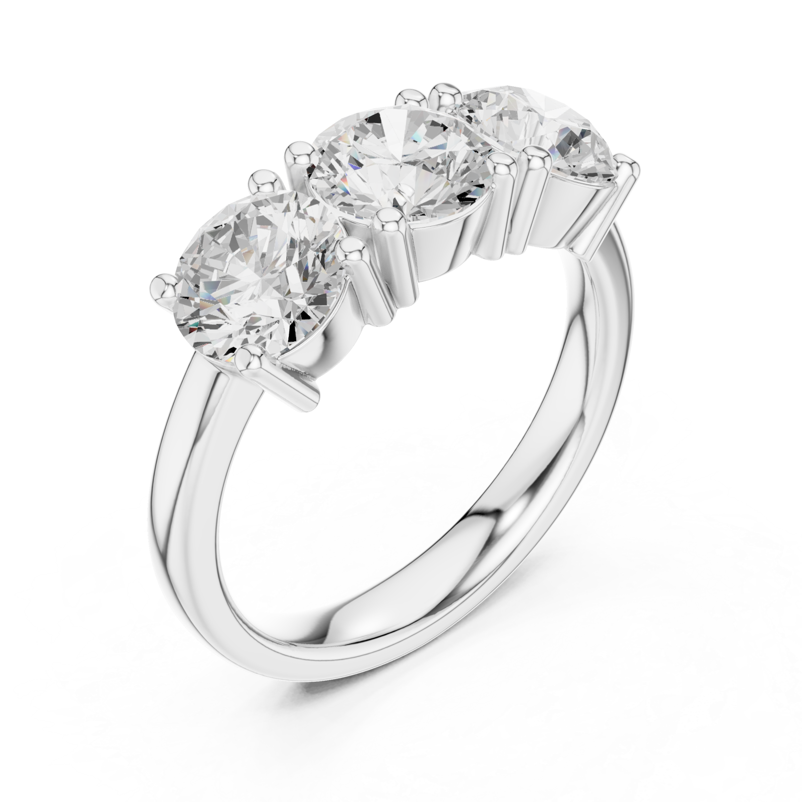  White Gold Imperial Three Stone Celebration Band Right View