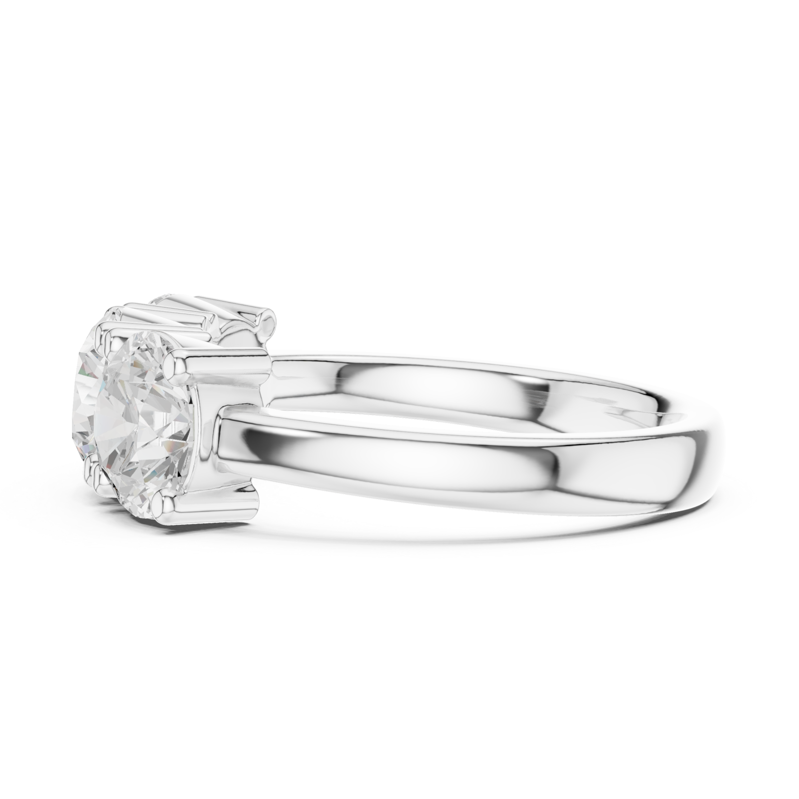  White Gold Imperial Three Stone Celebration Band Side View
