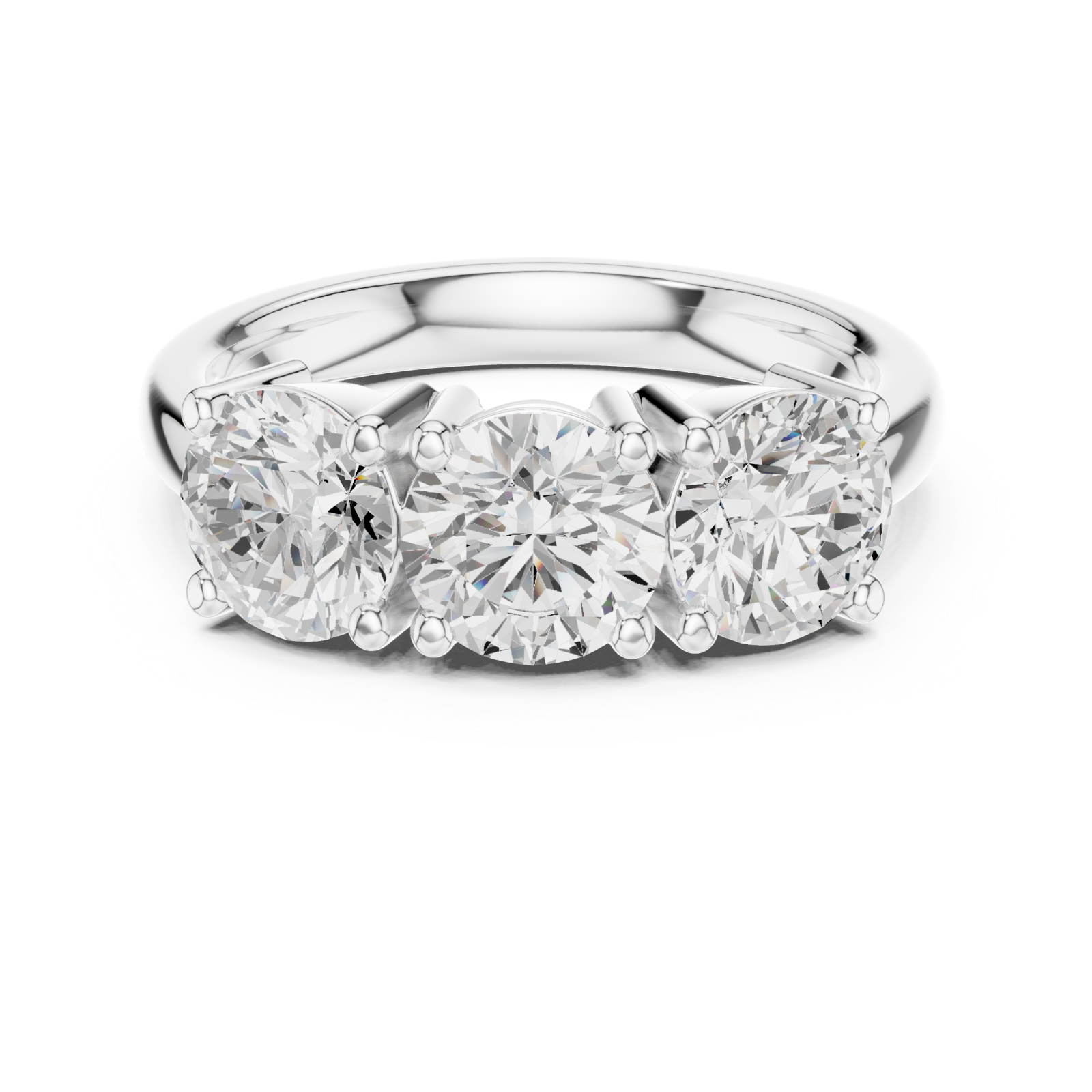  White Gold Imperial Three Stone Celebration Band Front View