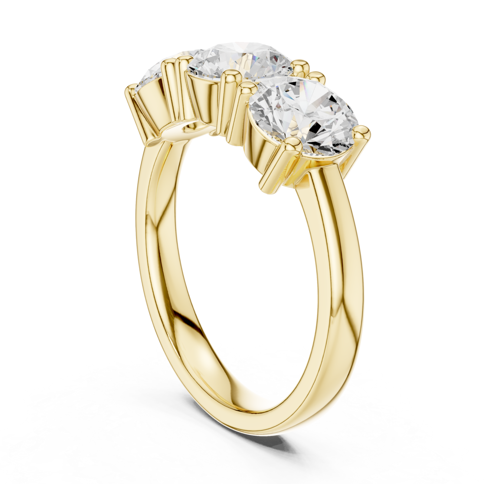  Gold Imperial Three Stone Celebration Band Left View