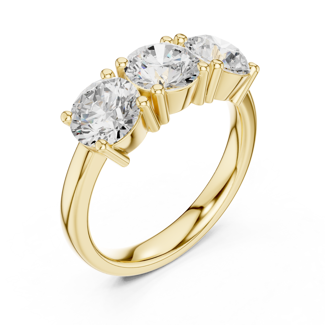 Gold Imperial Three Stone Celebration Band Right View