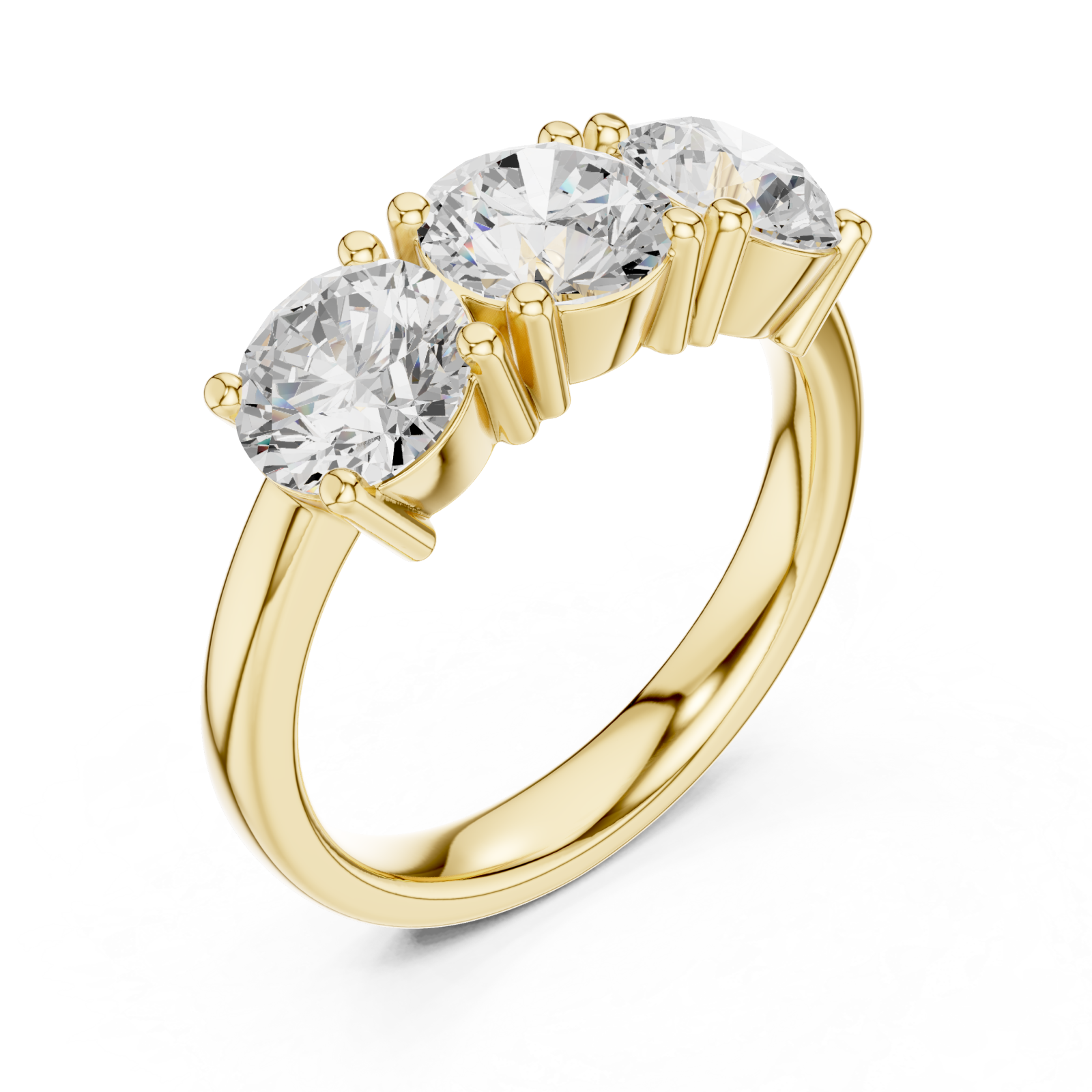 Gold Imperial Three Stone Celebration Band Right View