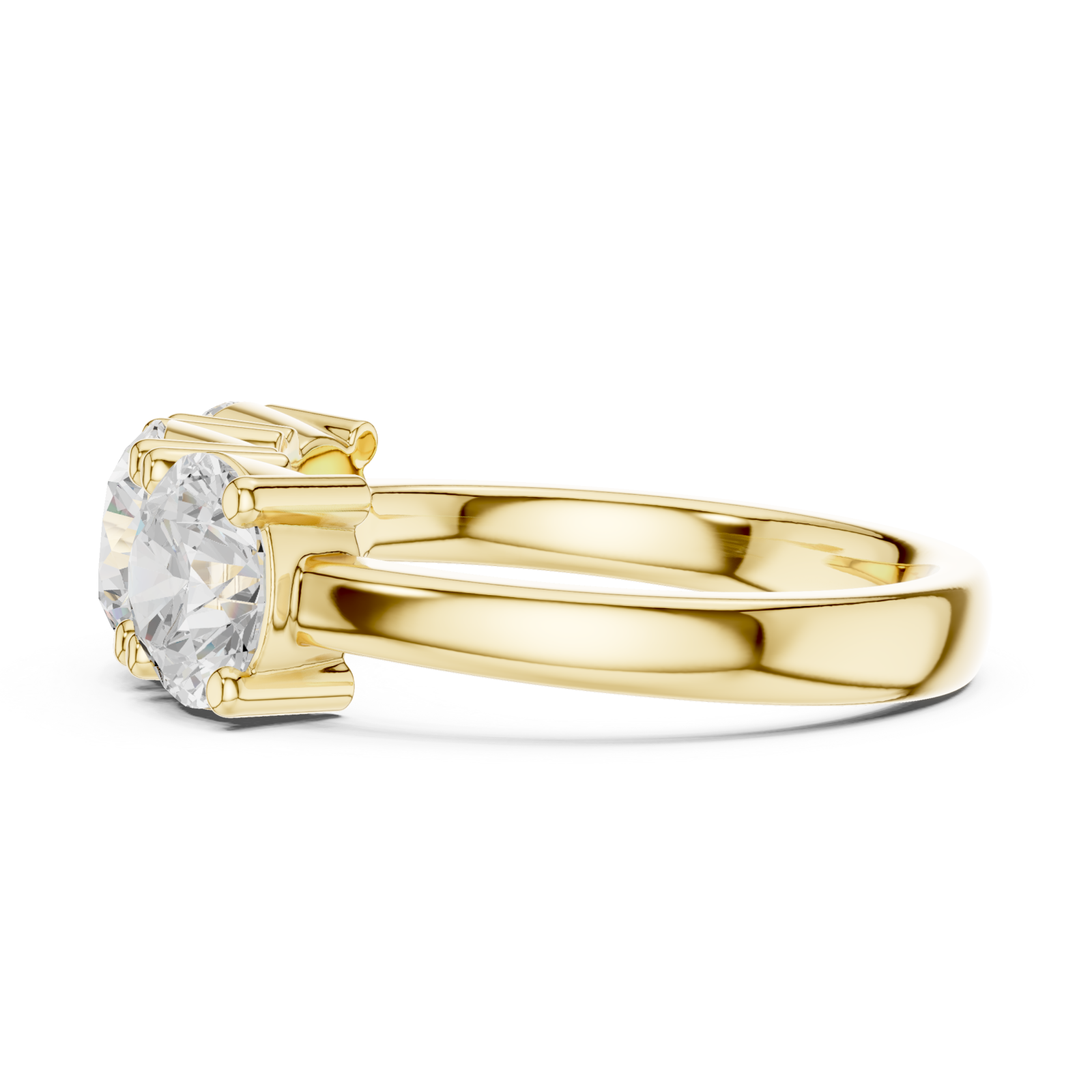  Gold Imperial Three Stone Celebration Band Side View