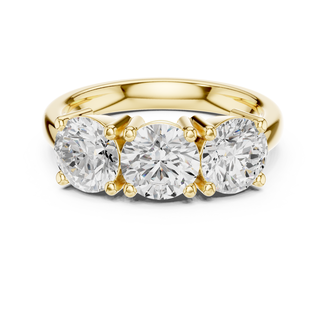 Gold Imperial Three Stone Celebration Band Right View