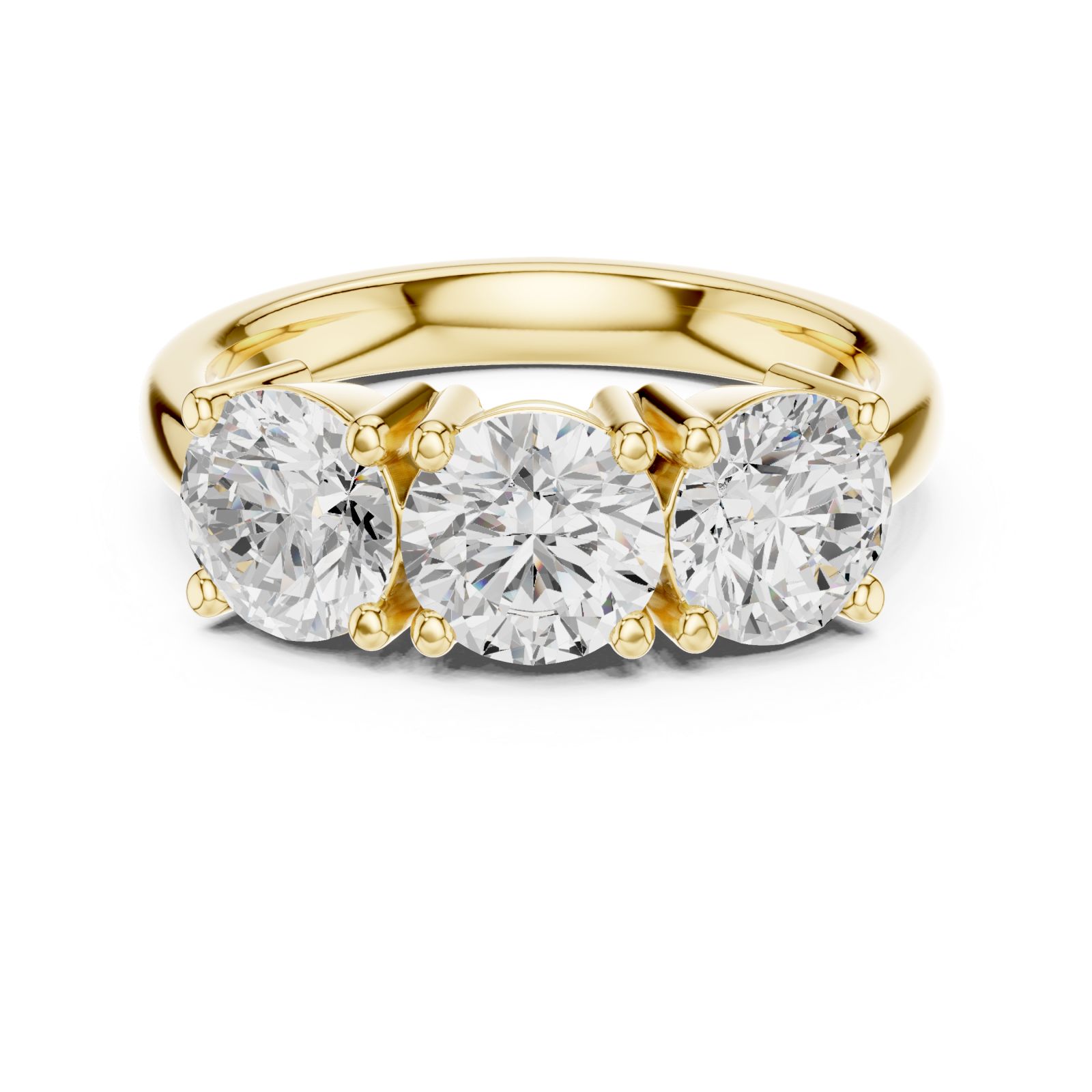  Gold Imperial Three Stone Celebration Band Front View
