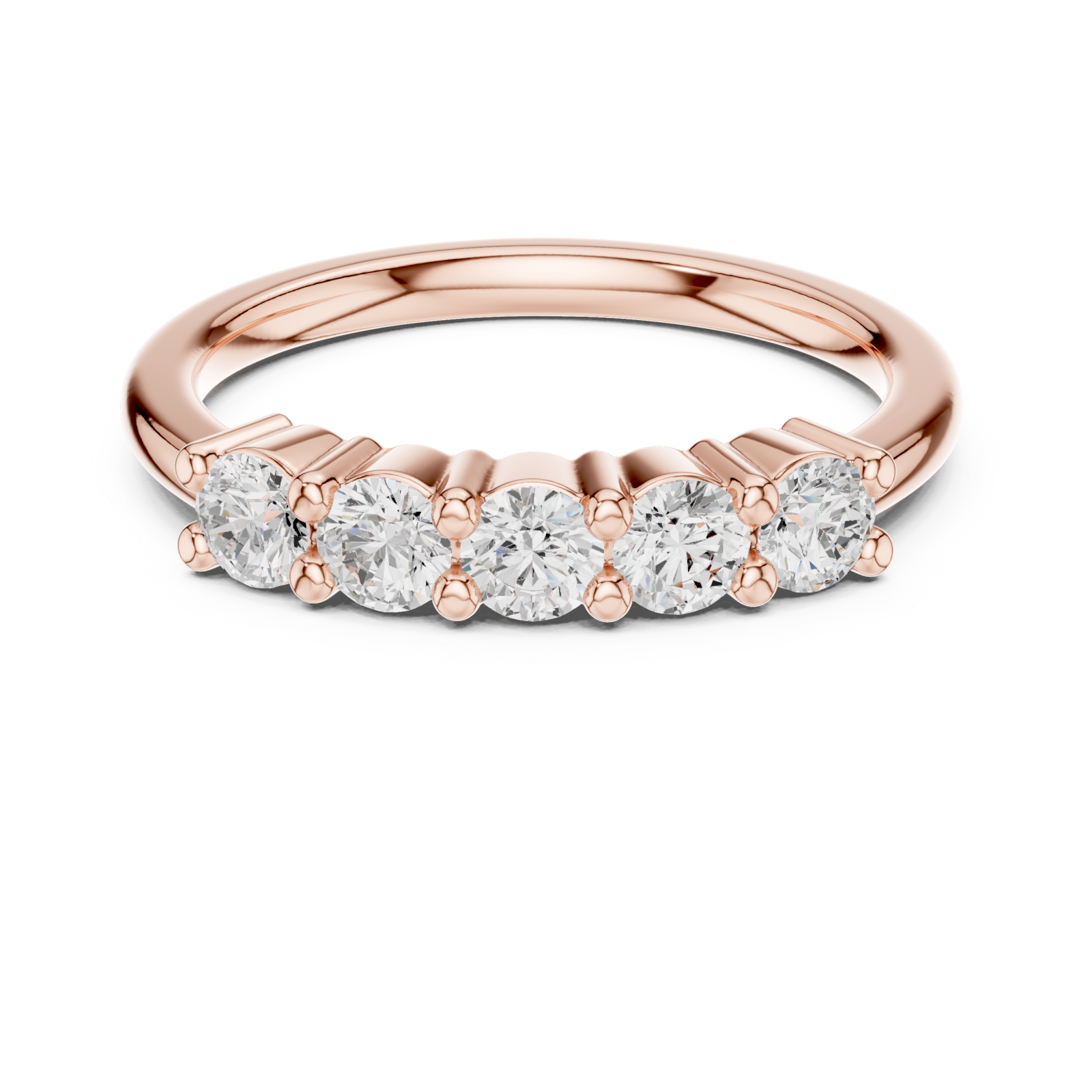  Rose Gold Celestial Five Stone Elegance Ring Front View