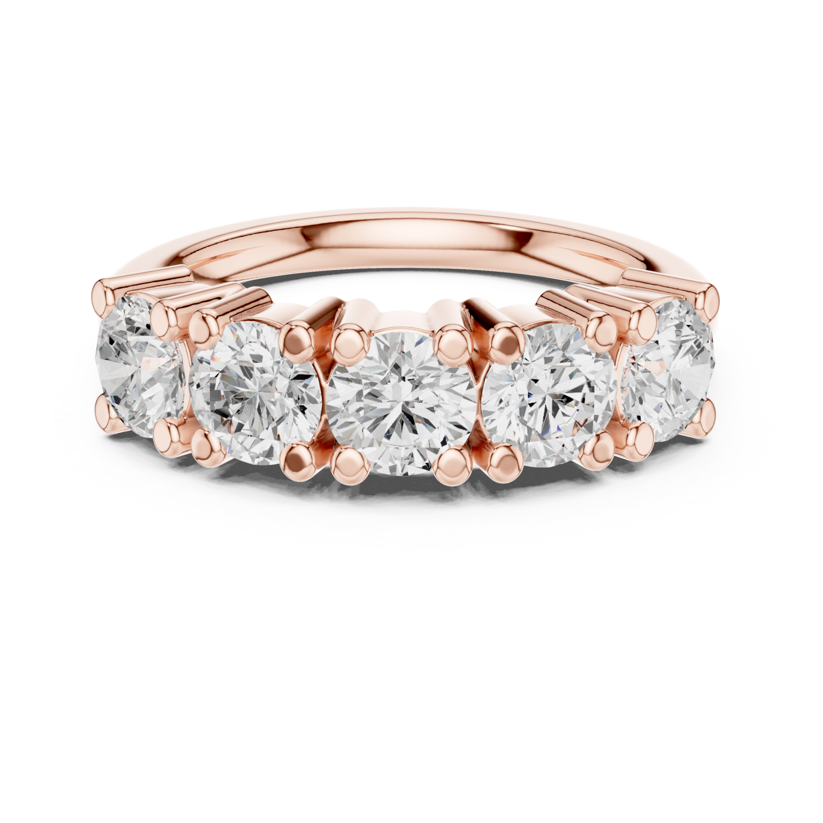  Rose Gold Radiant Crest Eternity Band Front View