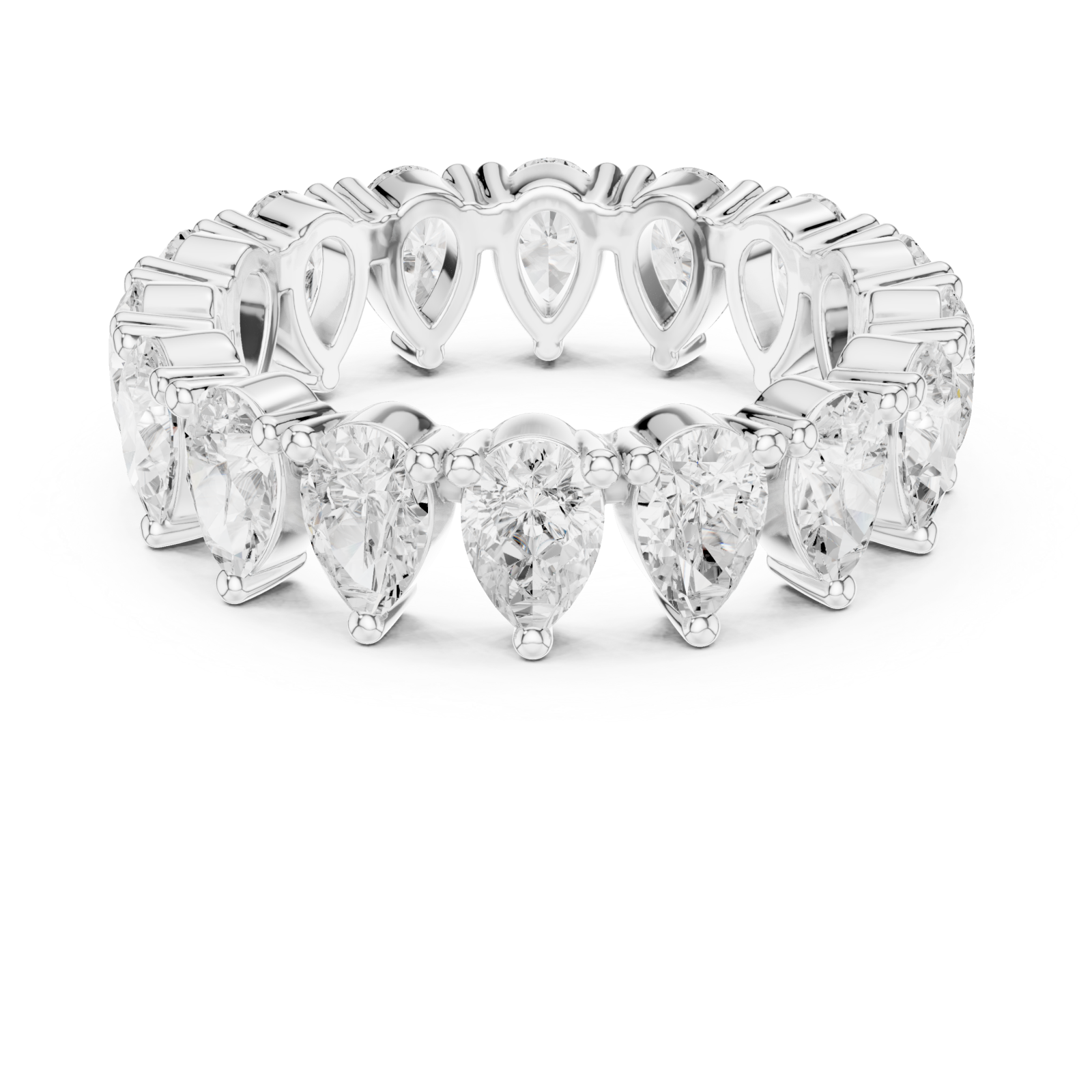 White Gold Lustrous Teardrop Embrace Front View
